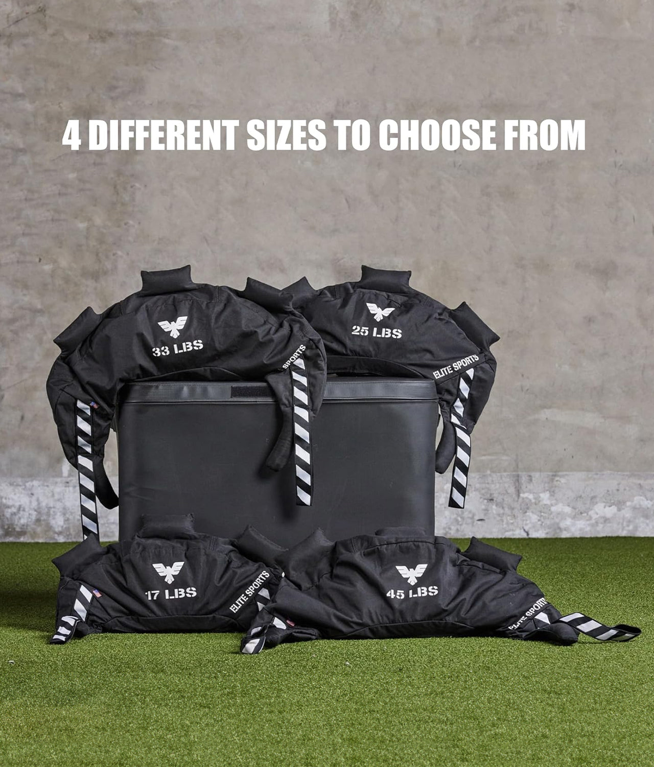 Elite Sports Black Bulgarian Sand Bag 17 Lbs 4Different Sizes to Choose