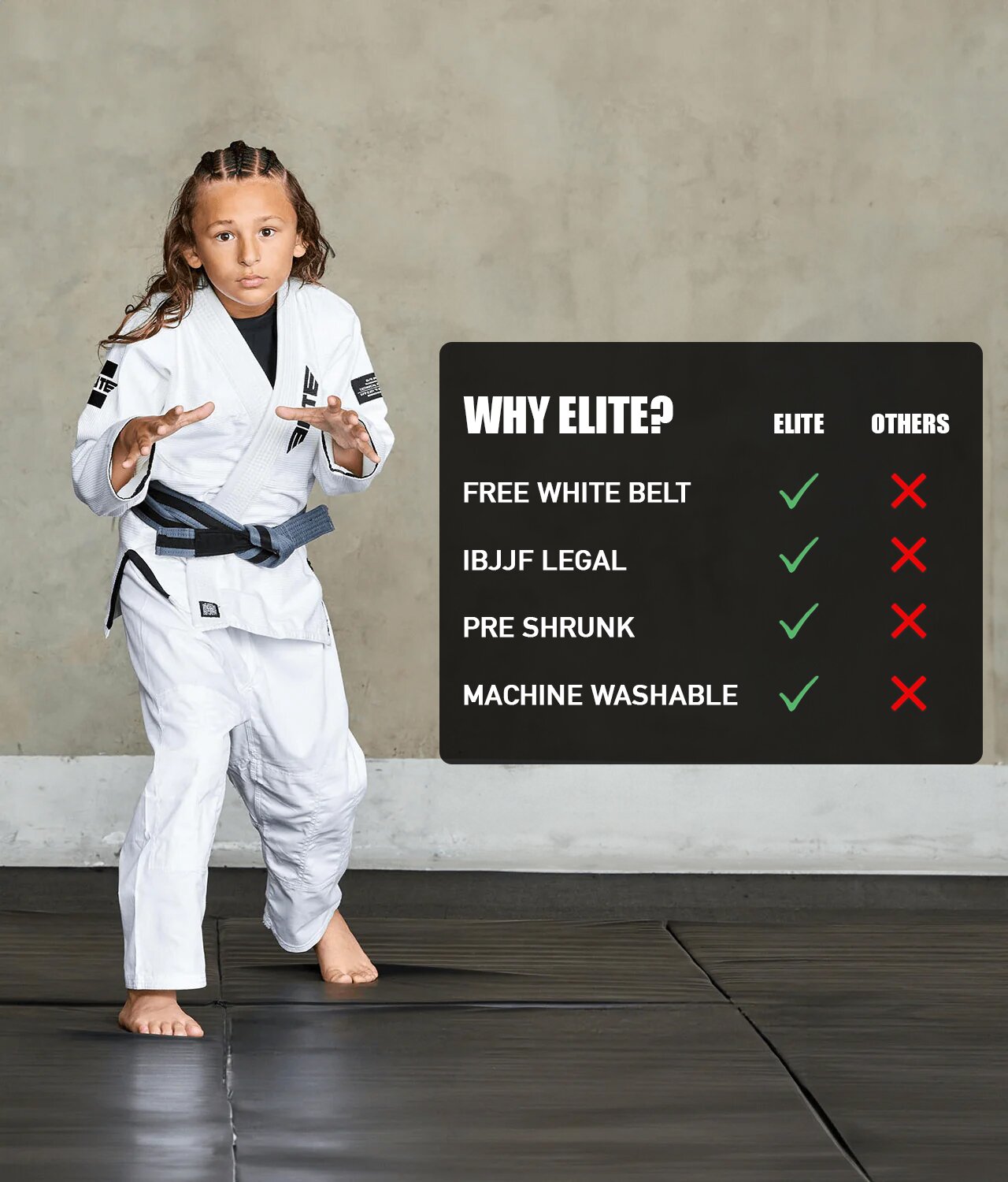 Core White/Black/Blue Brazilian Jiu Jitsu Kids BJJ Gi - (Pack of 3)