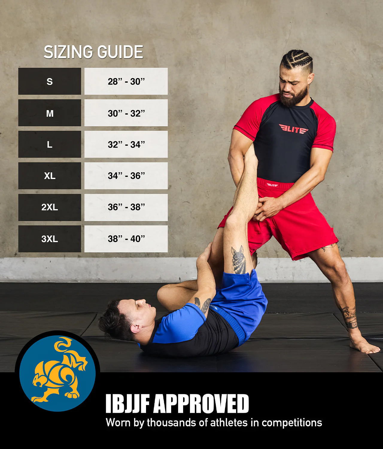 elite sports black jack series red adults bjj grappling shorts sizing guide