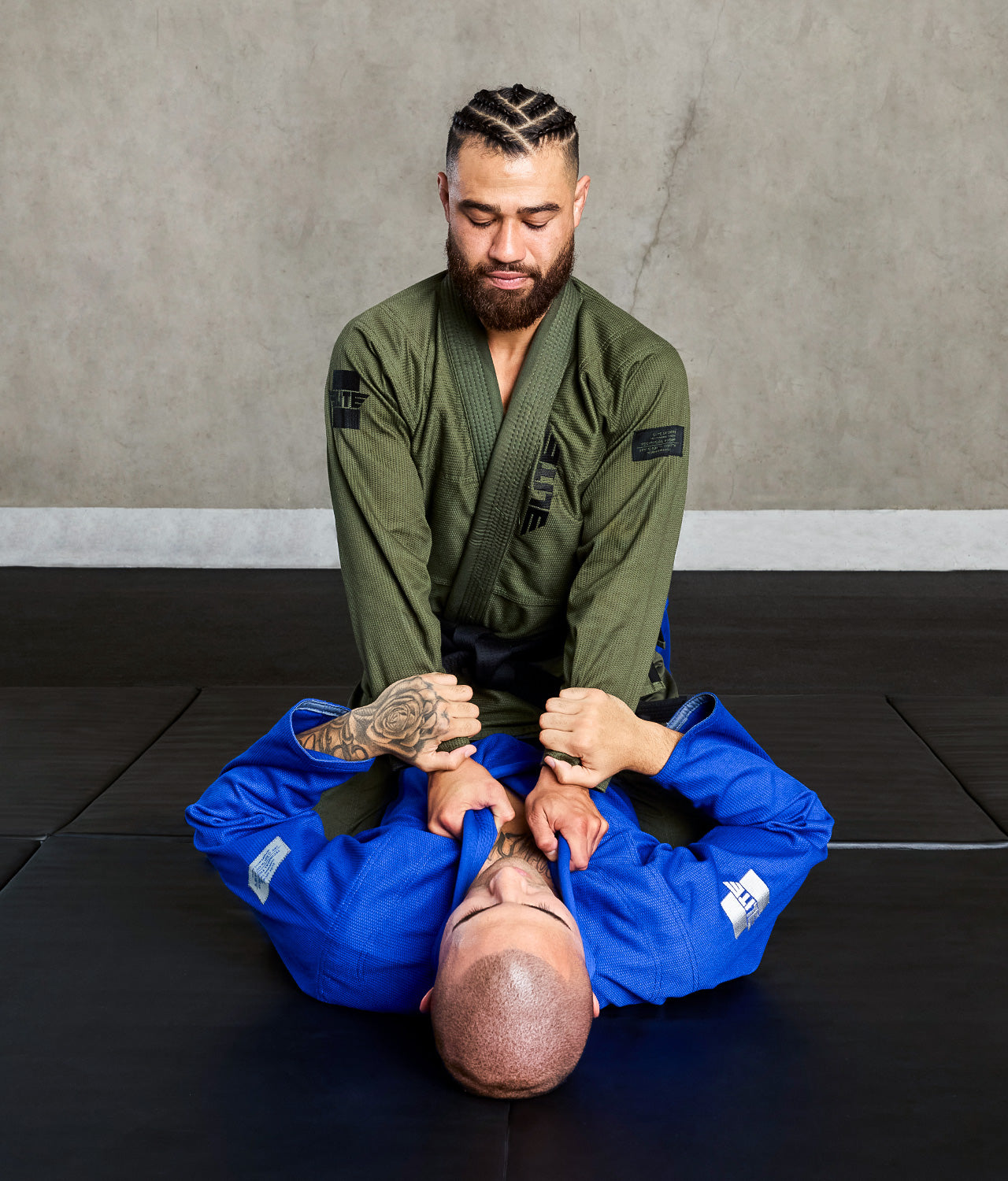 elitesports core military green mens bjj gi action view