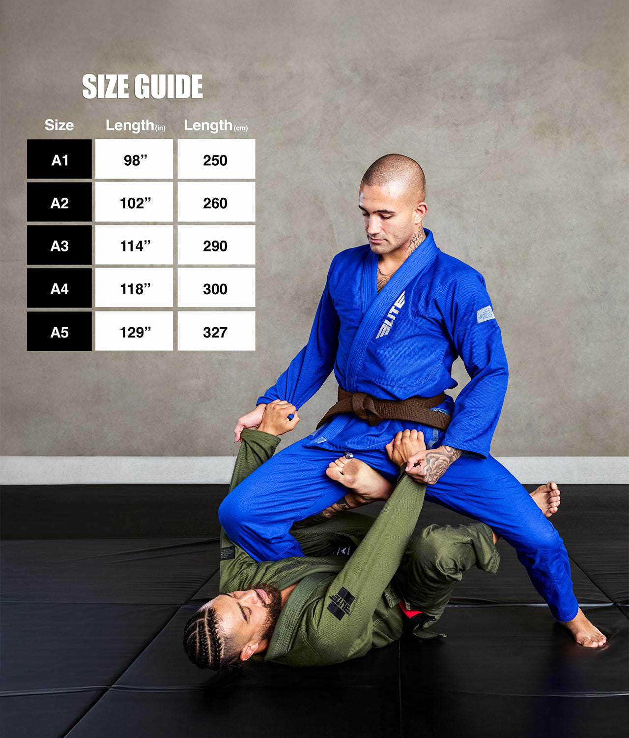 elite sports adults Brazilian jiu jitsu brown bjj belt size guide