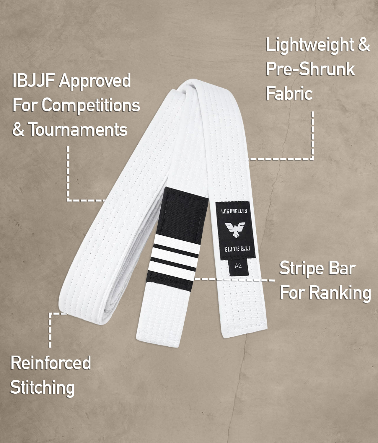 elite sports lightweight and preshrunk adults white bjj belt