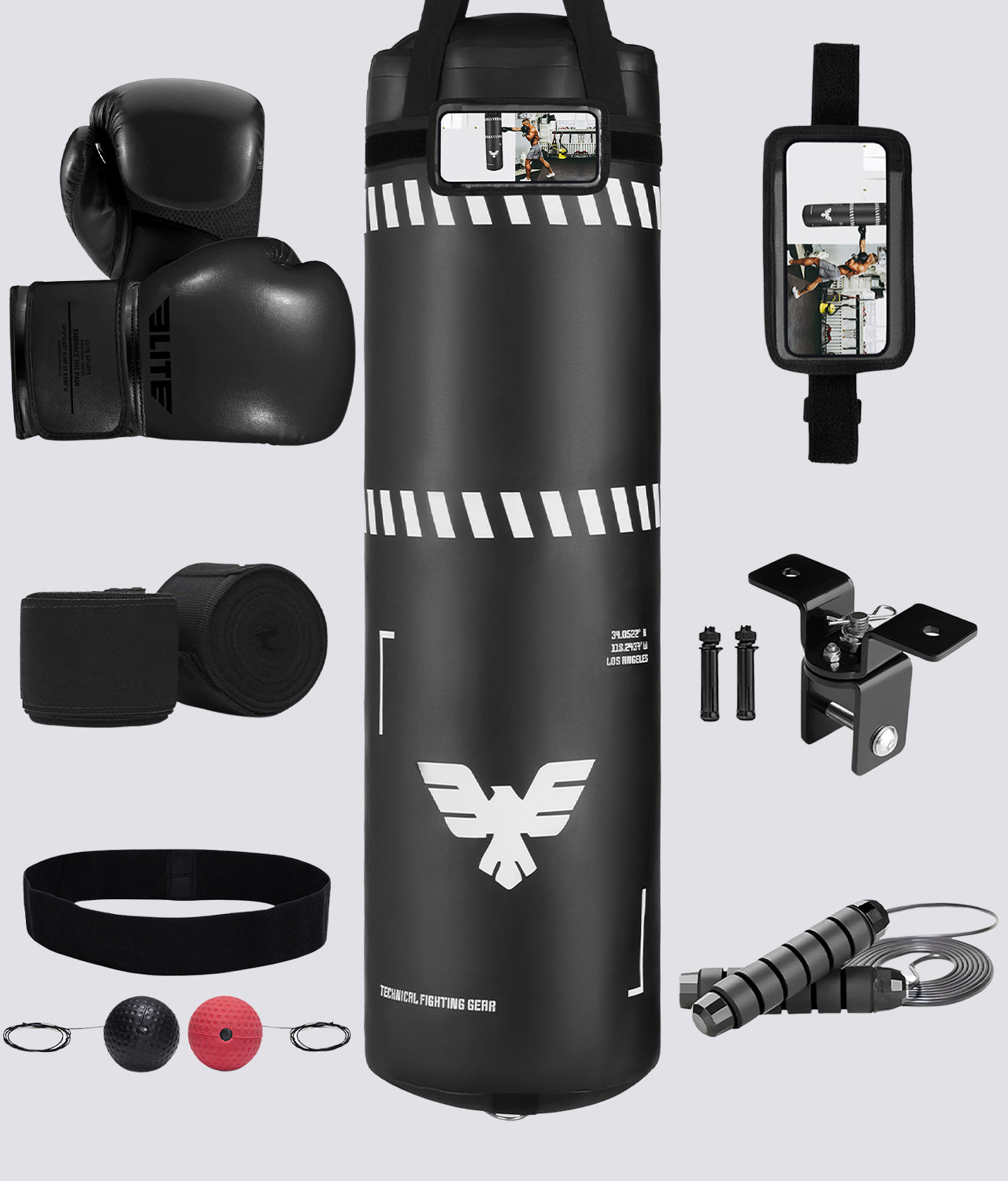 Elite Sports Adults 4 ft Essential Boxing Punching Bag Set Training Accessories'
