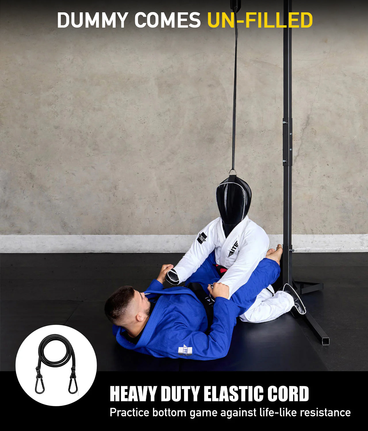 elitesports adults essential bjj grappling dummy with heavy duty elastic cord