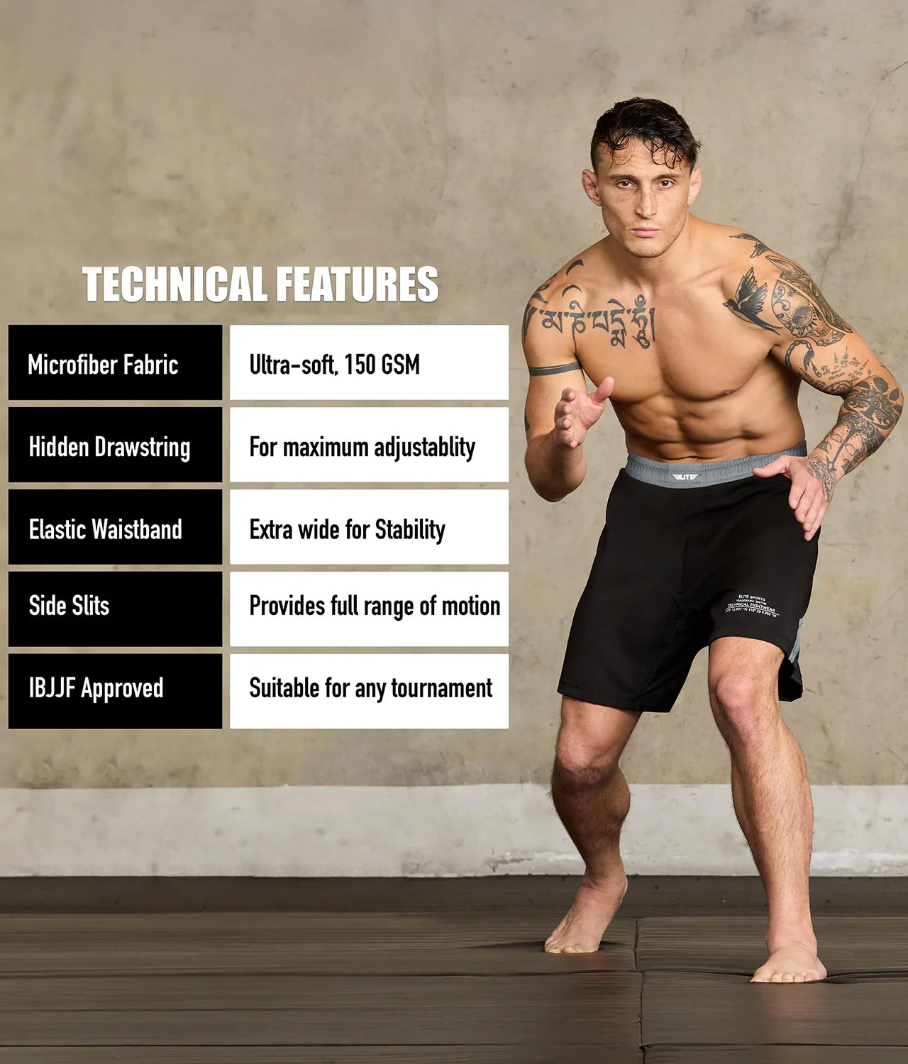 black jack series gray adults bjj shorts technical features