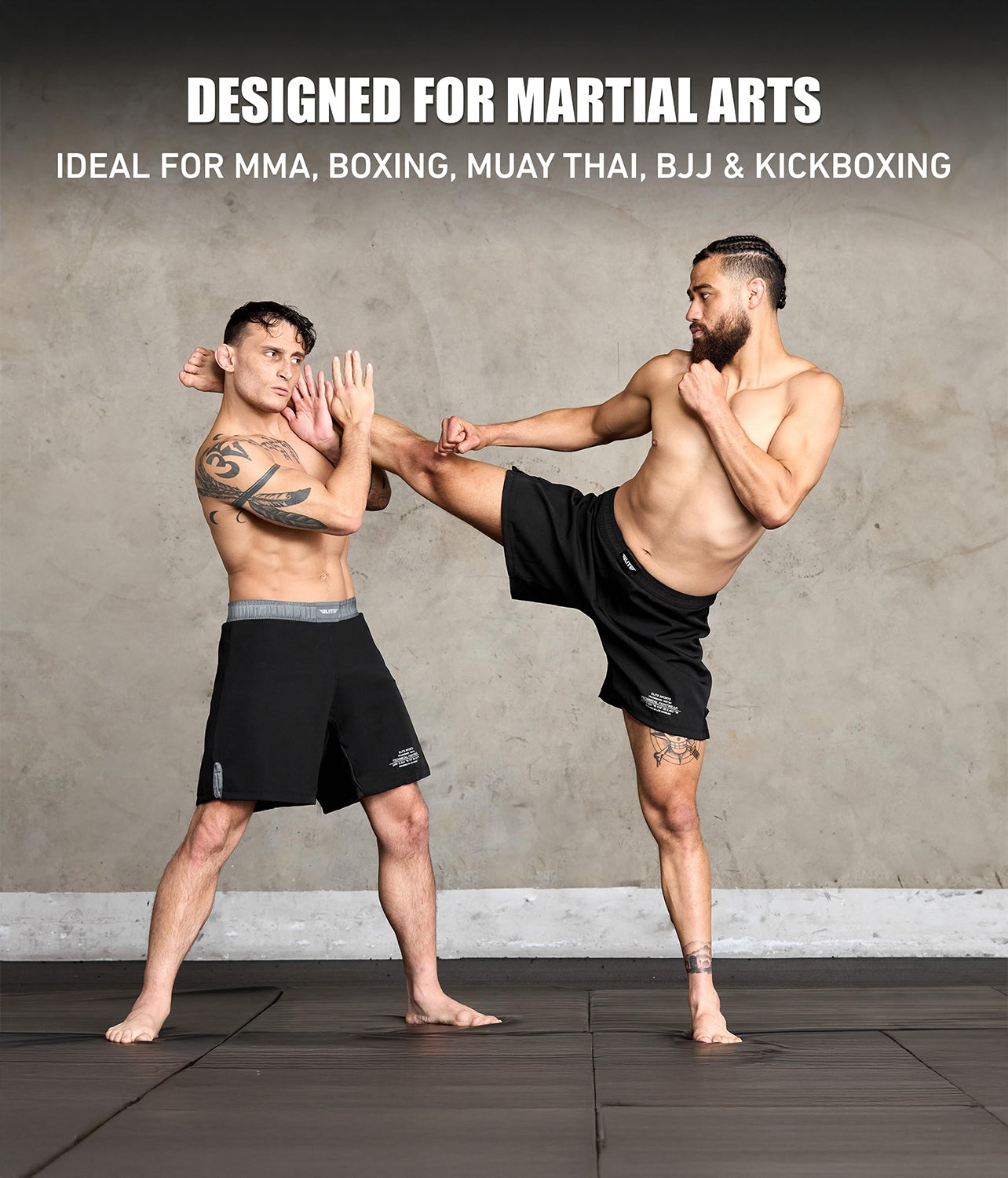 elite sports black jack series gray adults all martial arts shorts