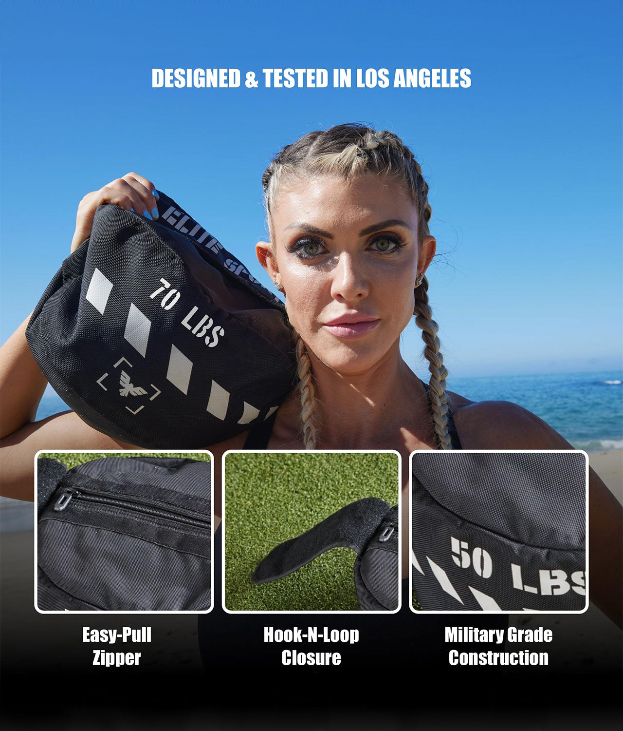 Elite Sports Core Round Workout Sandbag 70 lbs  Designed & Tested In Los Angeles