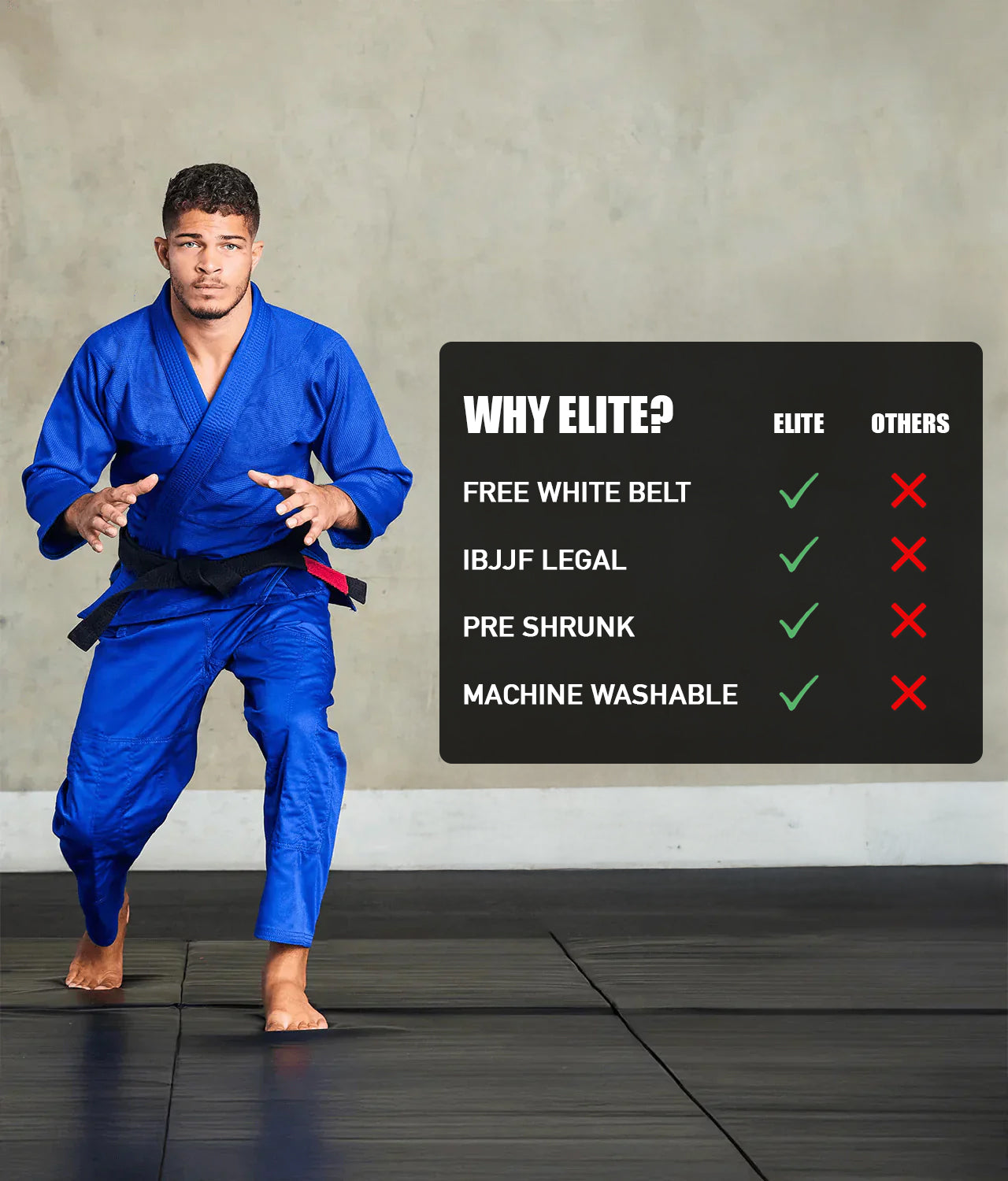elite essential blue mens jiu jitsu uniform technical features