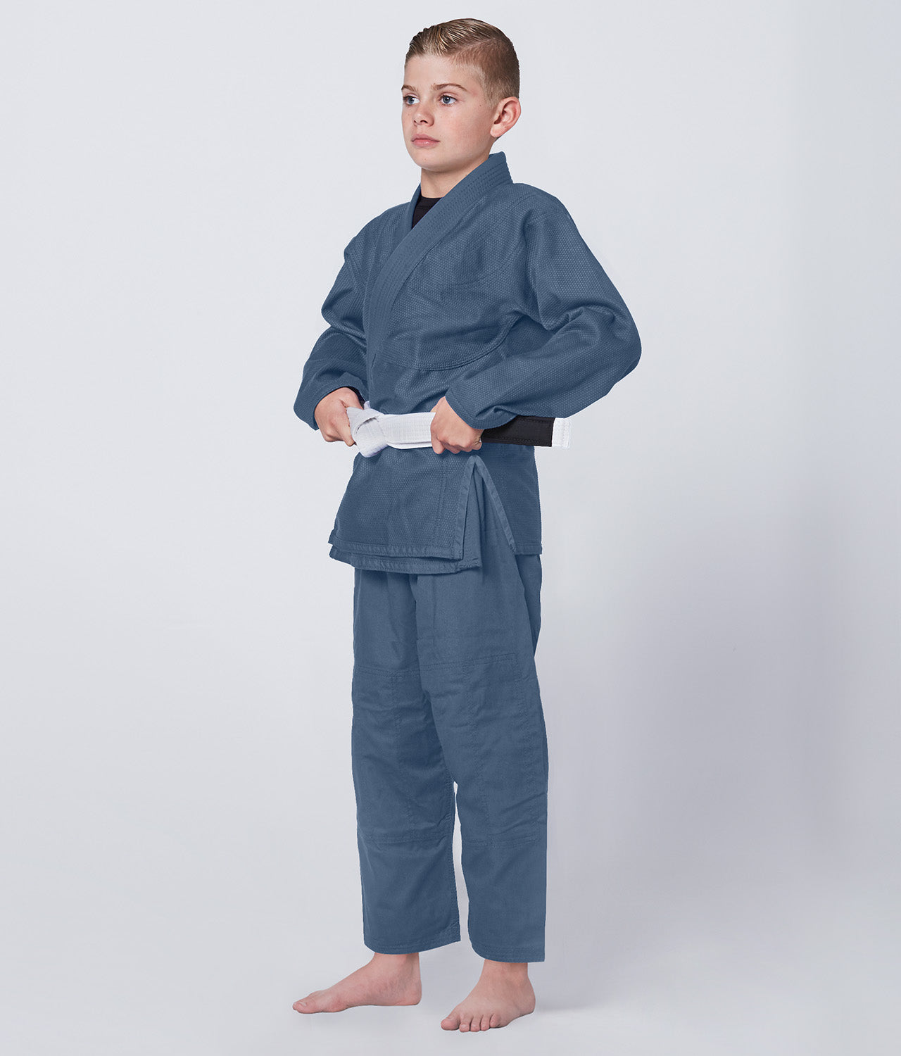 Elite Sports Kids' Essential Gray Brazilian Jiu Jitsu BJJ Gi Side View
