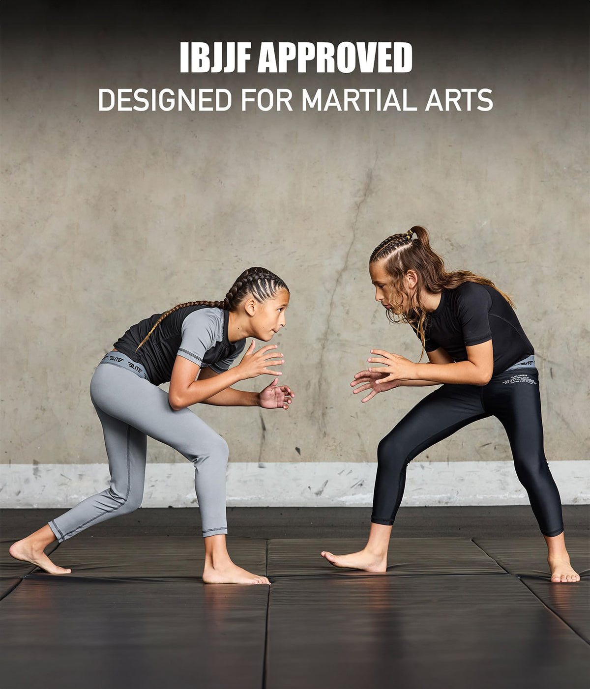 elite sports gray ibjjf approved kids jiu jitsu spats