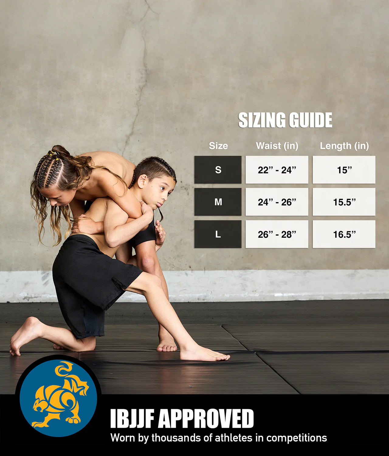 elite sports black jack series black kids bjj grappling shorts sizing guide