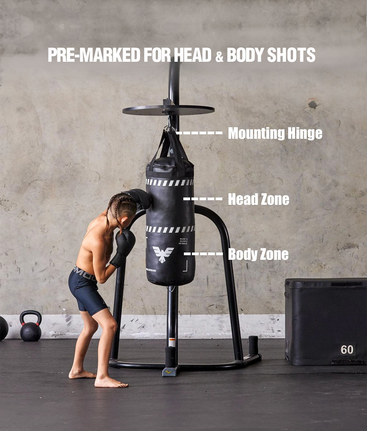 Elite Sports Kids 2.5 ft Essential Boxing Punching Bag Set Pre-Marked For Head & Body Shots