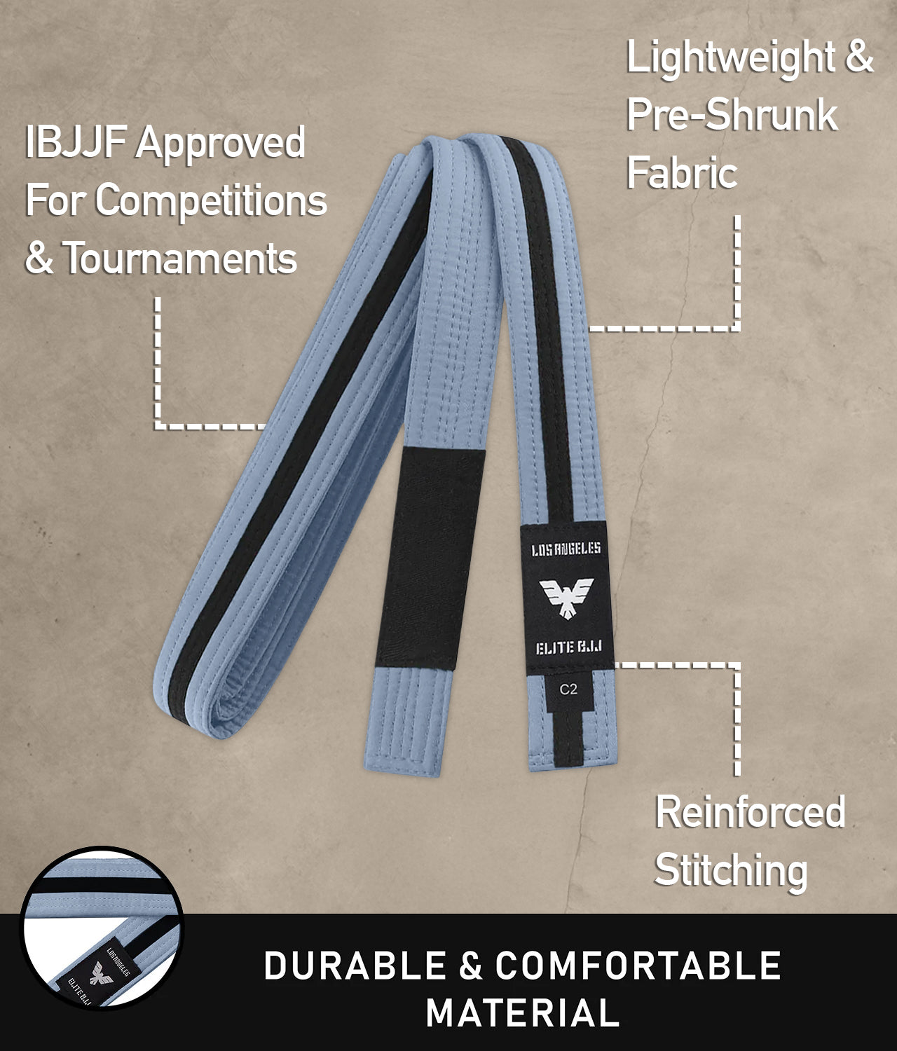 elite sports lightweight and preshrunk kids gray/black bjj belt