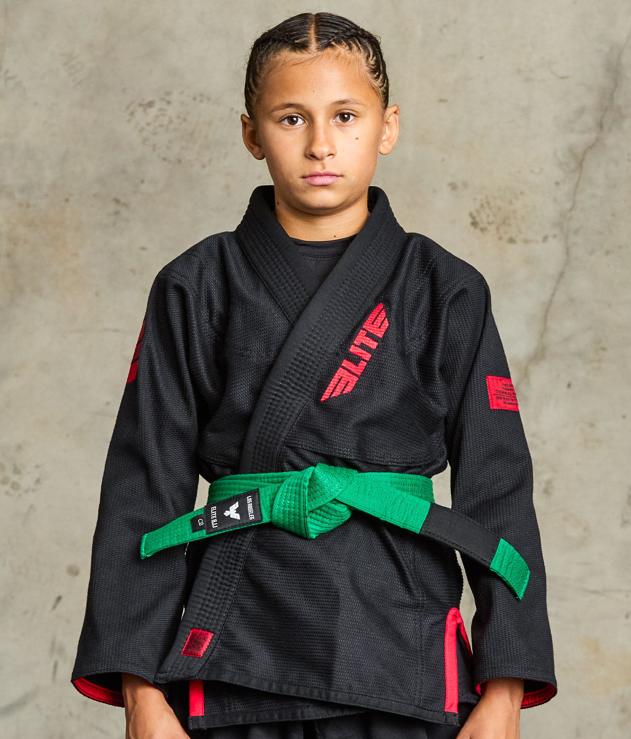 elite sports Brazilian jiu jitsu kids green bjj belt