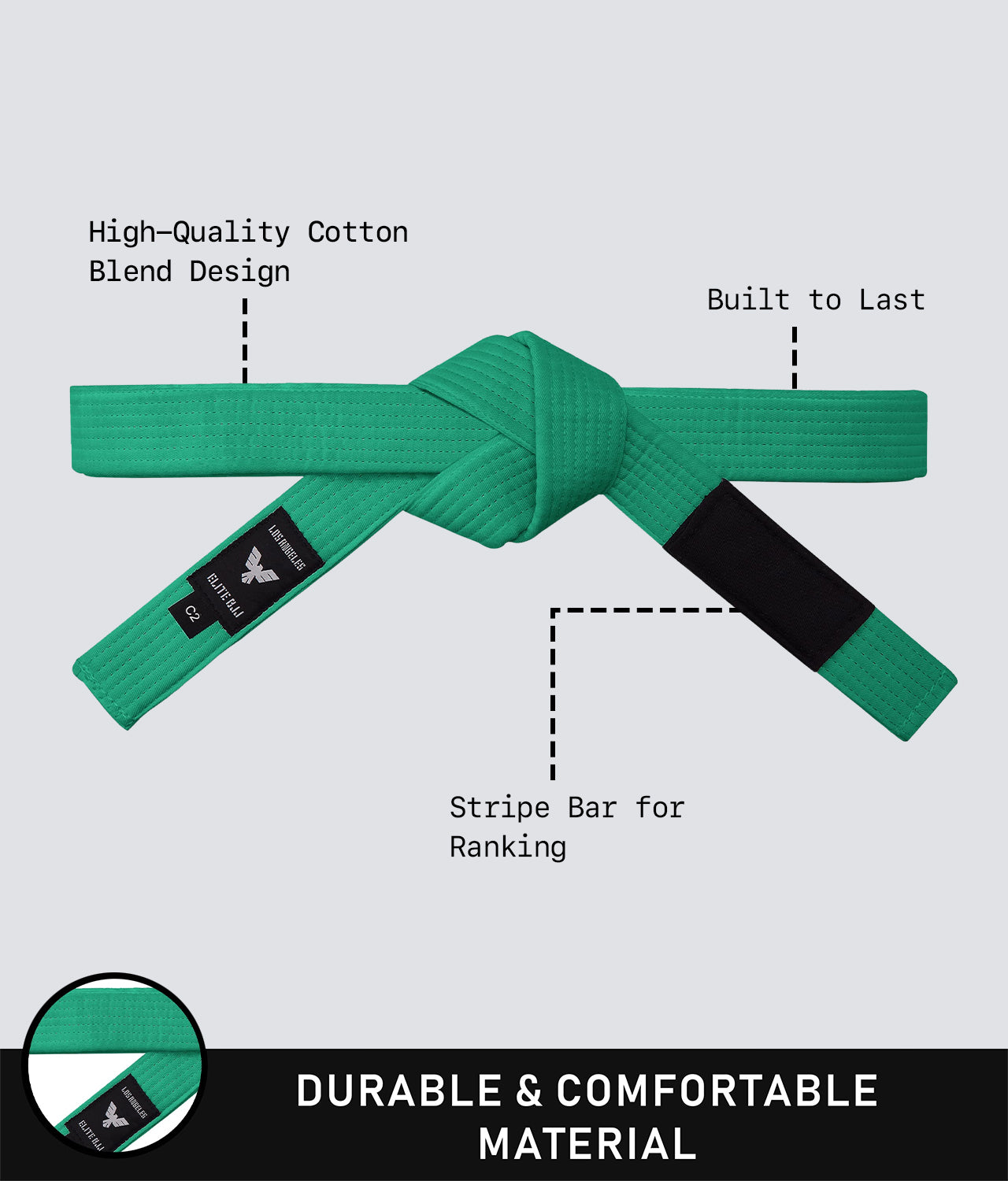 Elite Sports Kids' Jiu Jitsu BJJ Green Belt Durable & Comfortable Material