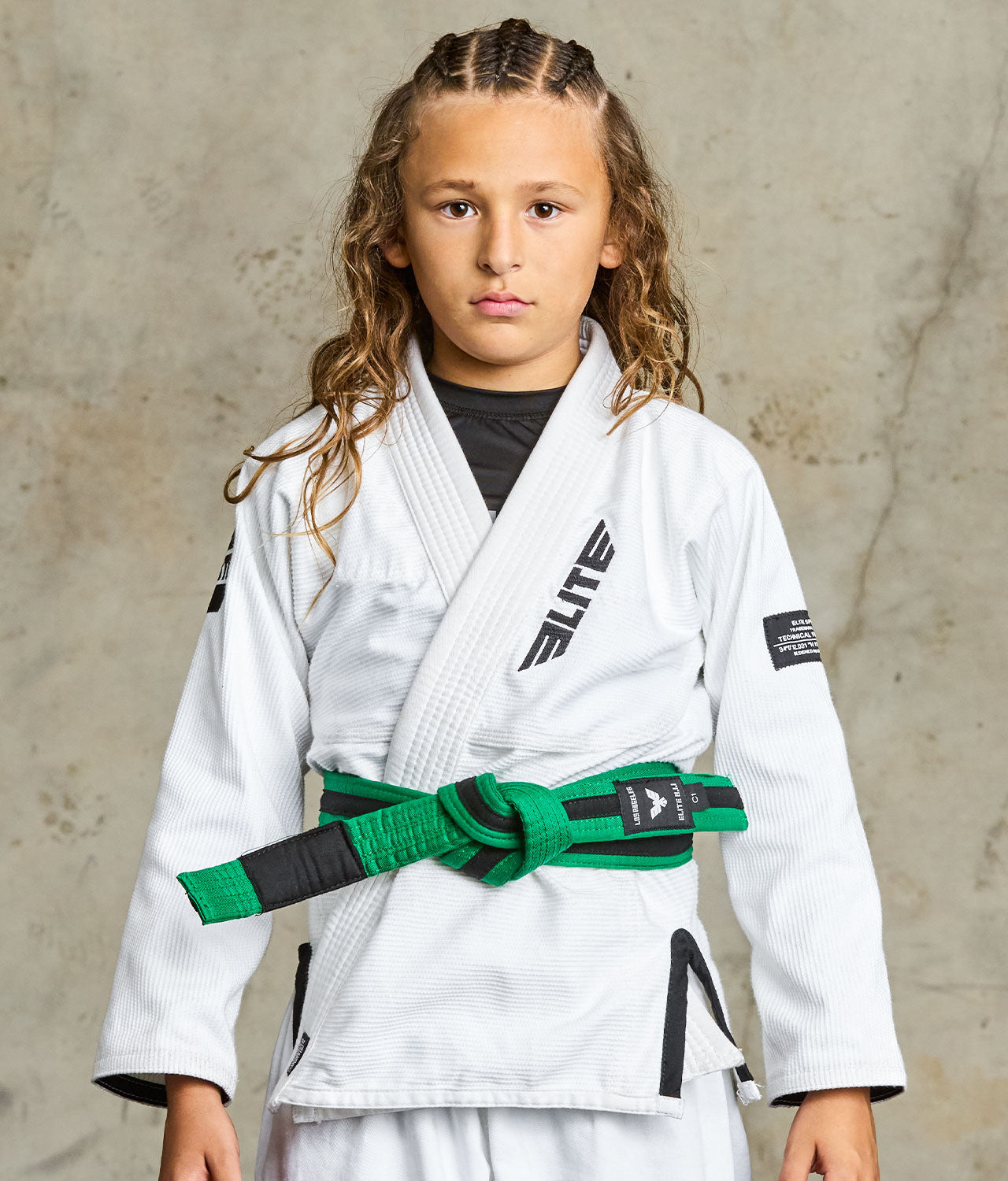 elite sports Brazilian jiu jitsu kids green/black bjj belt