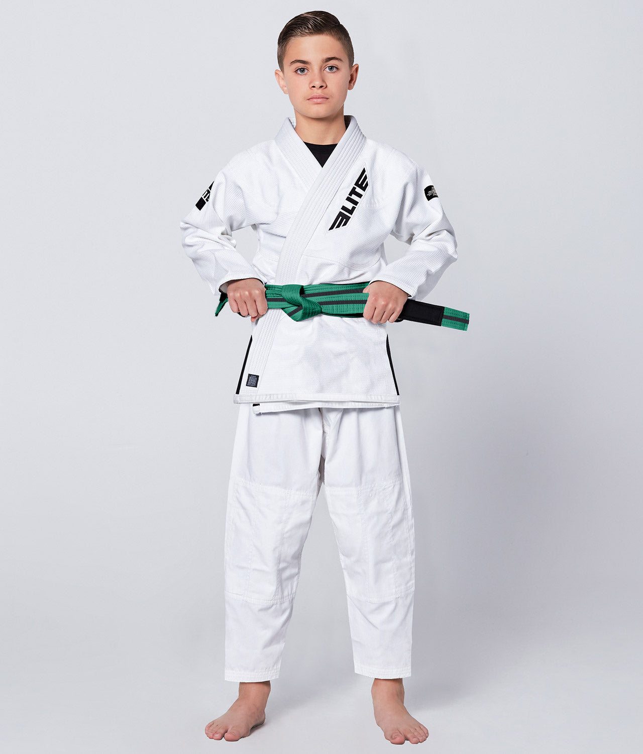 Elite Sports Kids' Jiu Jitsu BJJ Green/Black Belt Full Look