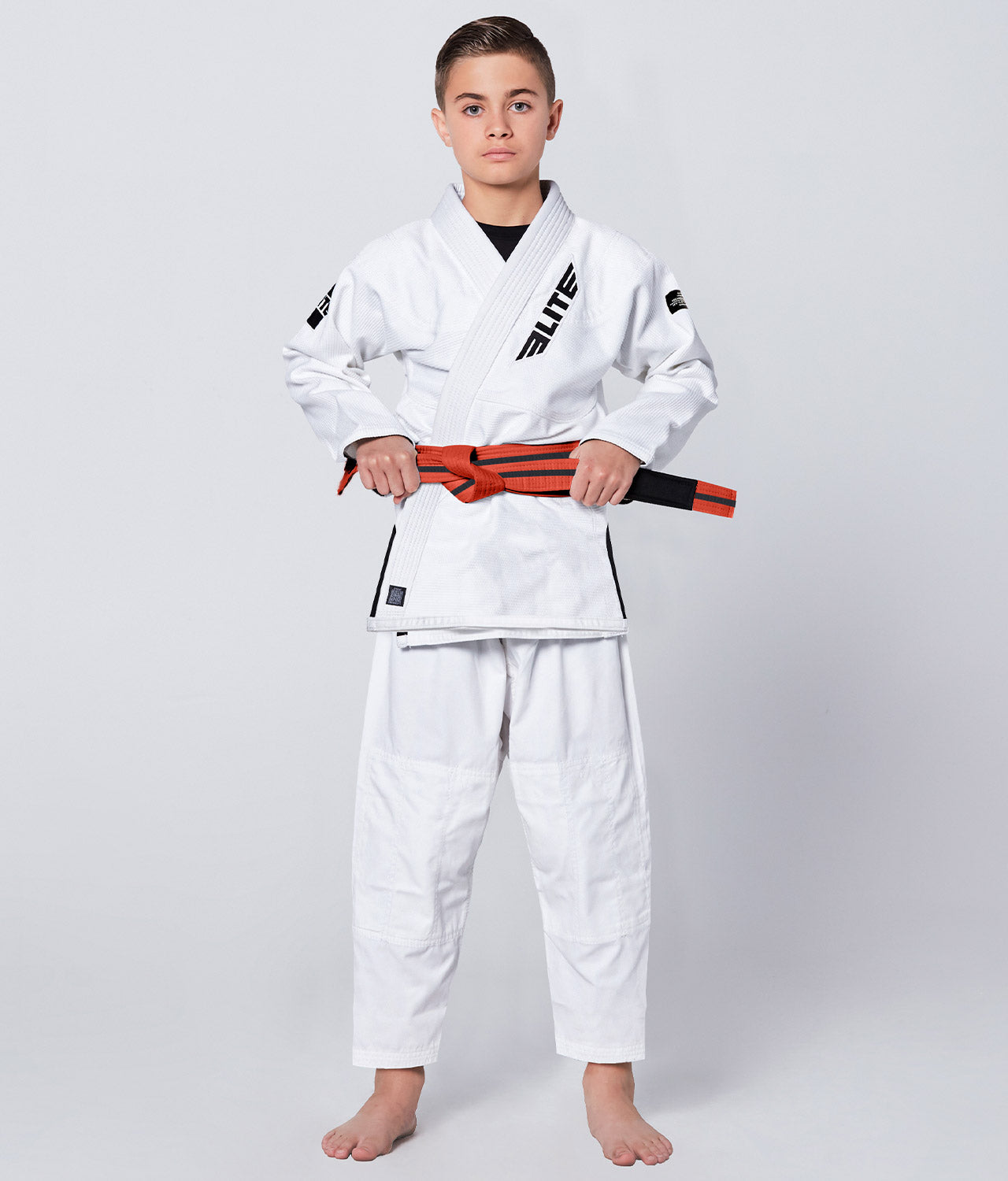 Elite Sports Kids' Jiu Jitsu BJJ Orange/Black Belt Full Look