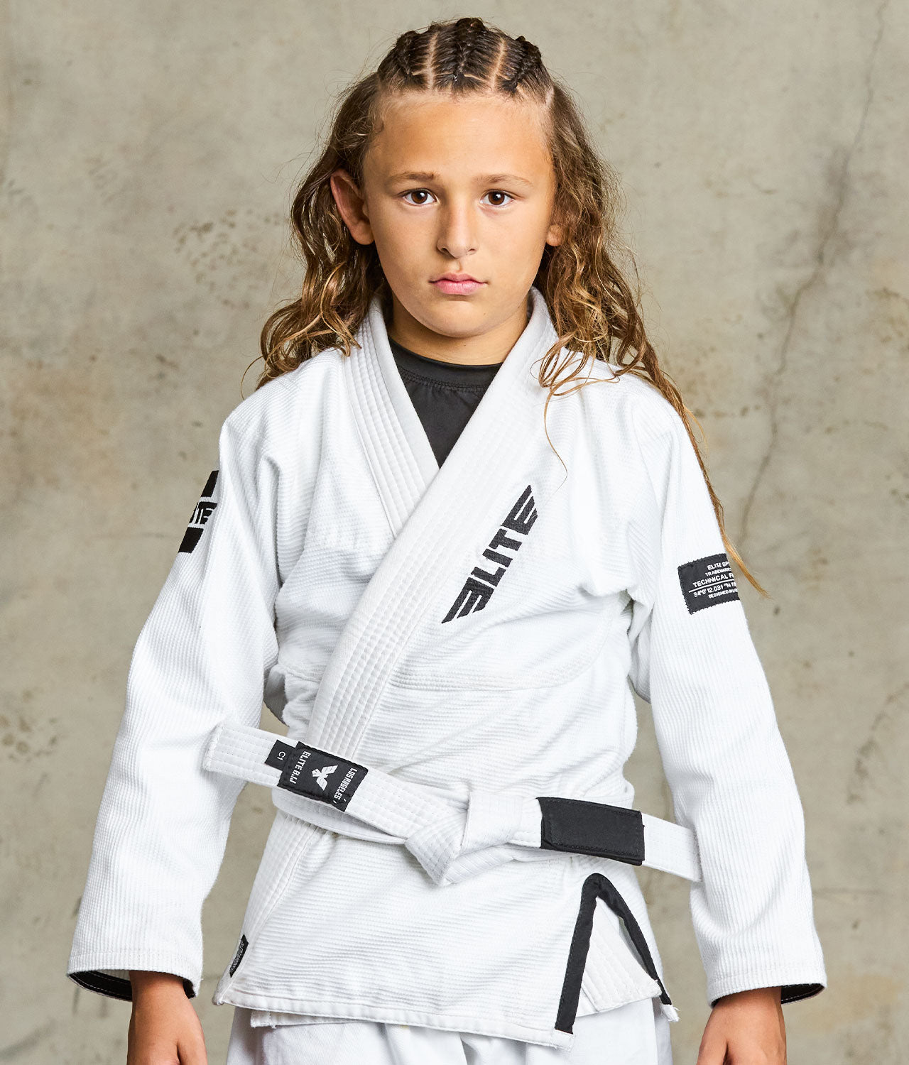 elite sports Brazilian jiu jitsu kids white bjj belt
