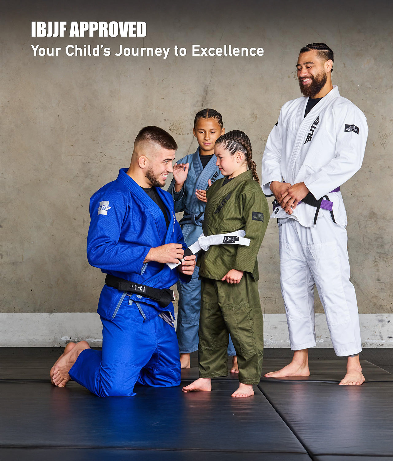 elite sports kids ibjjf approved white bjj belt