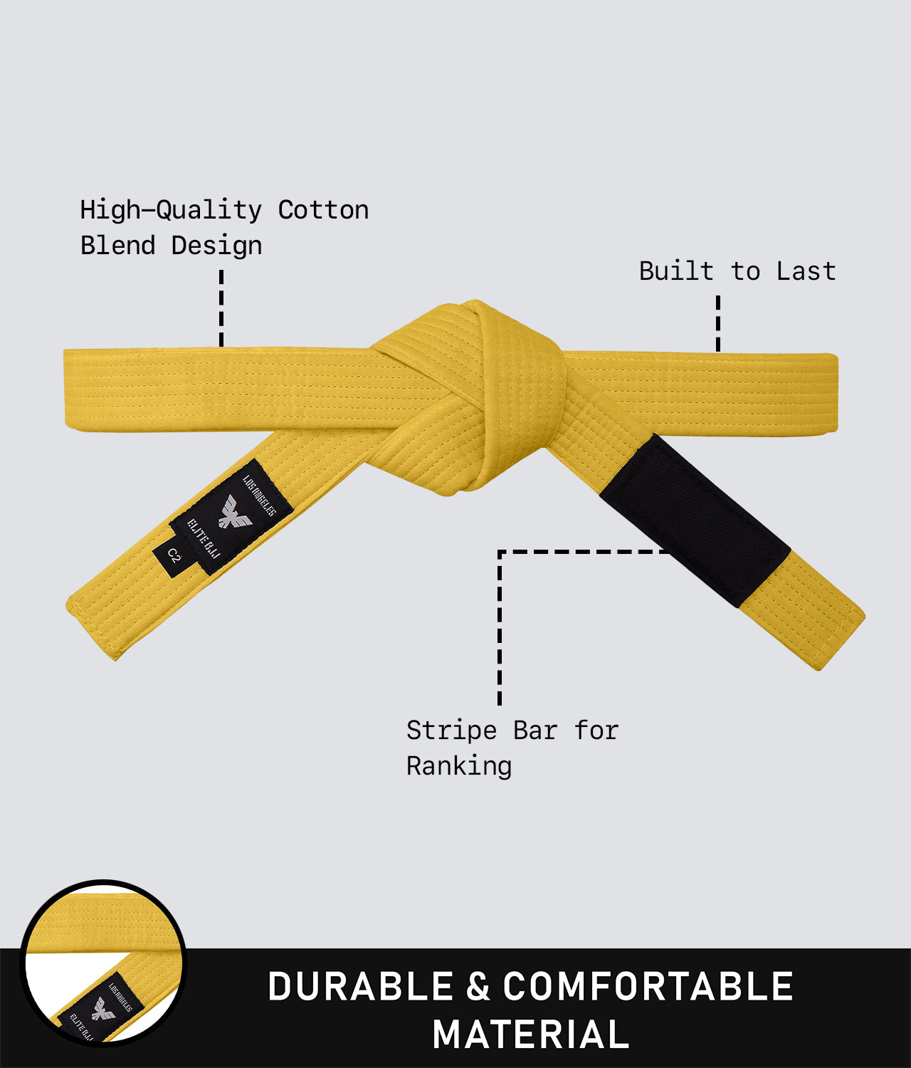 Elite Sports Kids' Jiu Jitsu BJJ Yellow Belt Durable & Comfortable Material