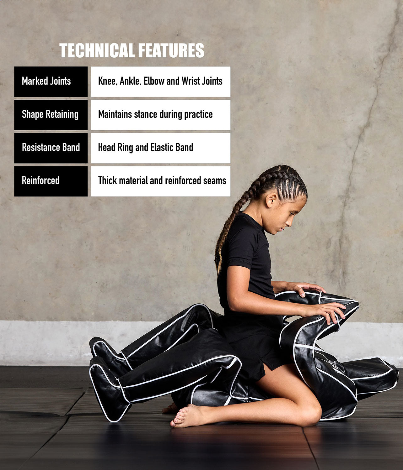elite sports essential kids bjj grappling dummy technical features
