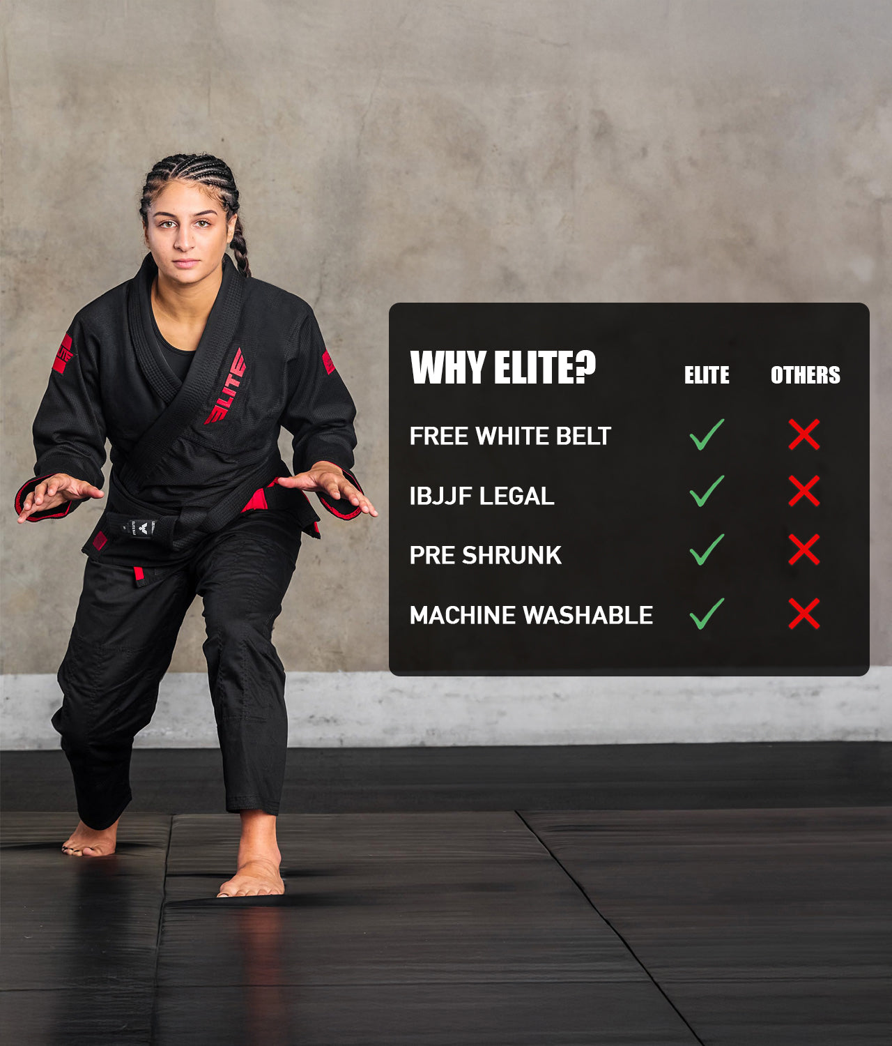elite core black females bjj uniform technical features
