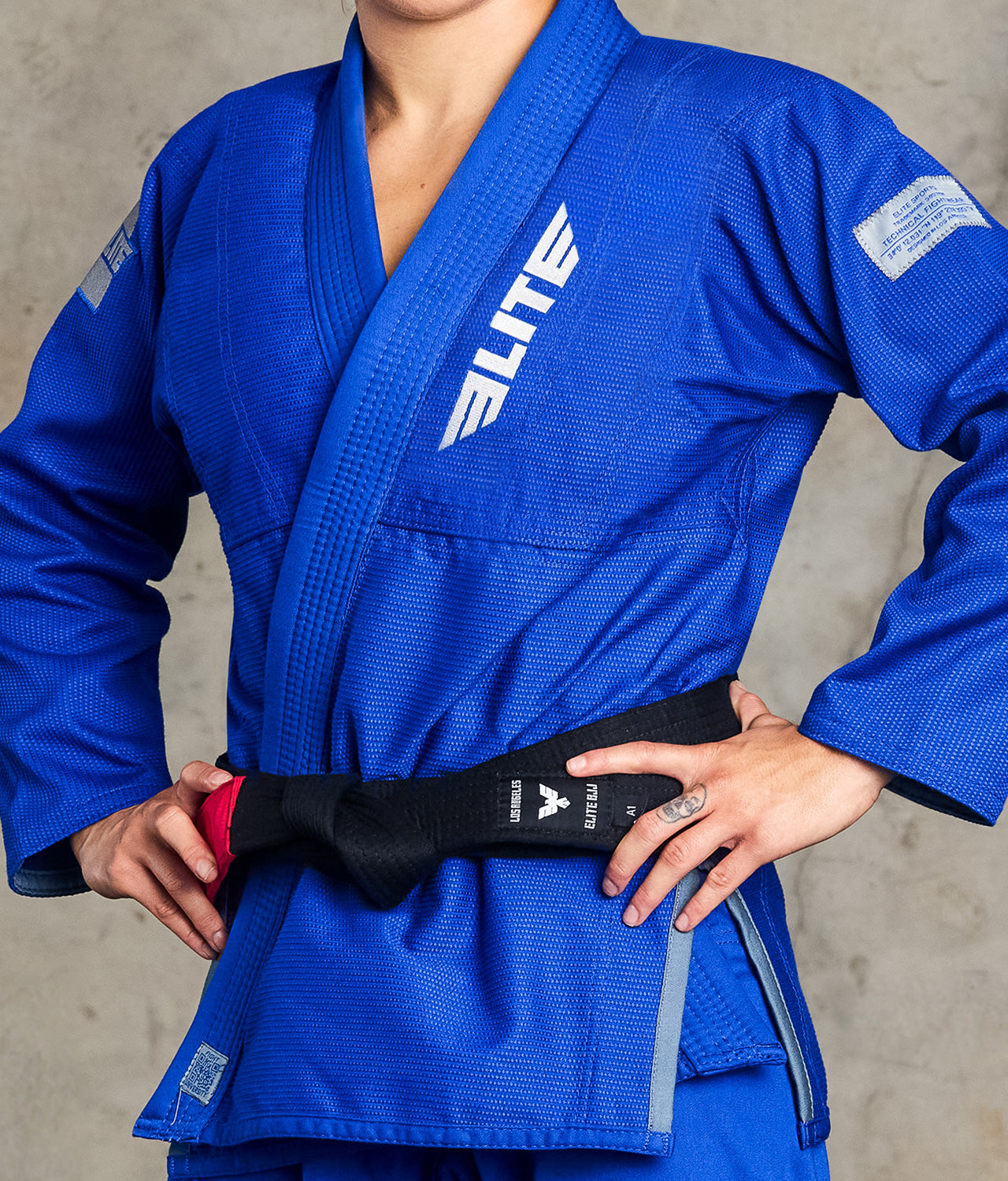 elite sports core blue womens bjj gi jacket view