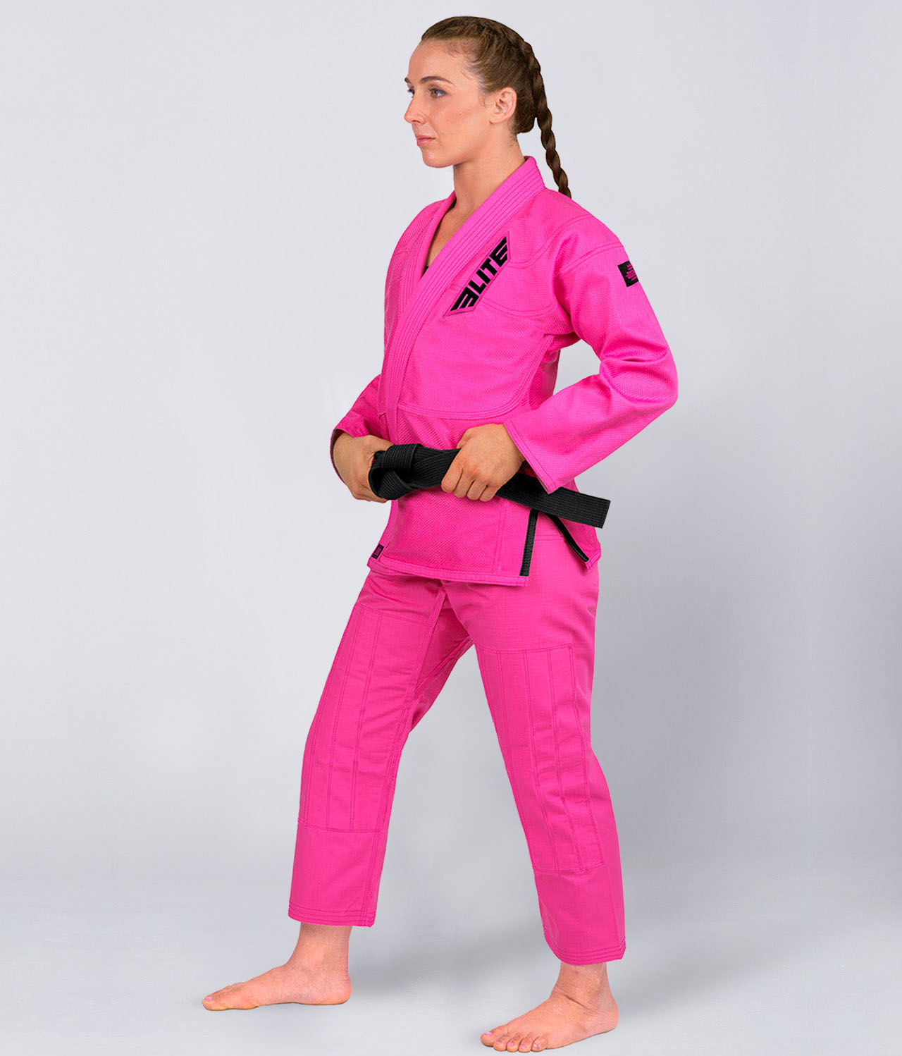 Elite Sports Women's Core Pink Brazilian Jiu Jitsu BJJ Gi Side View