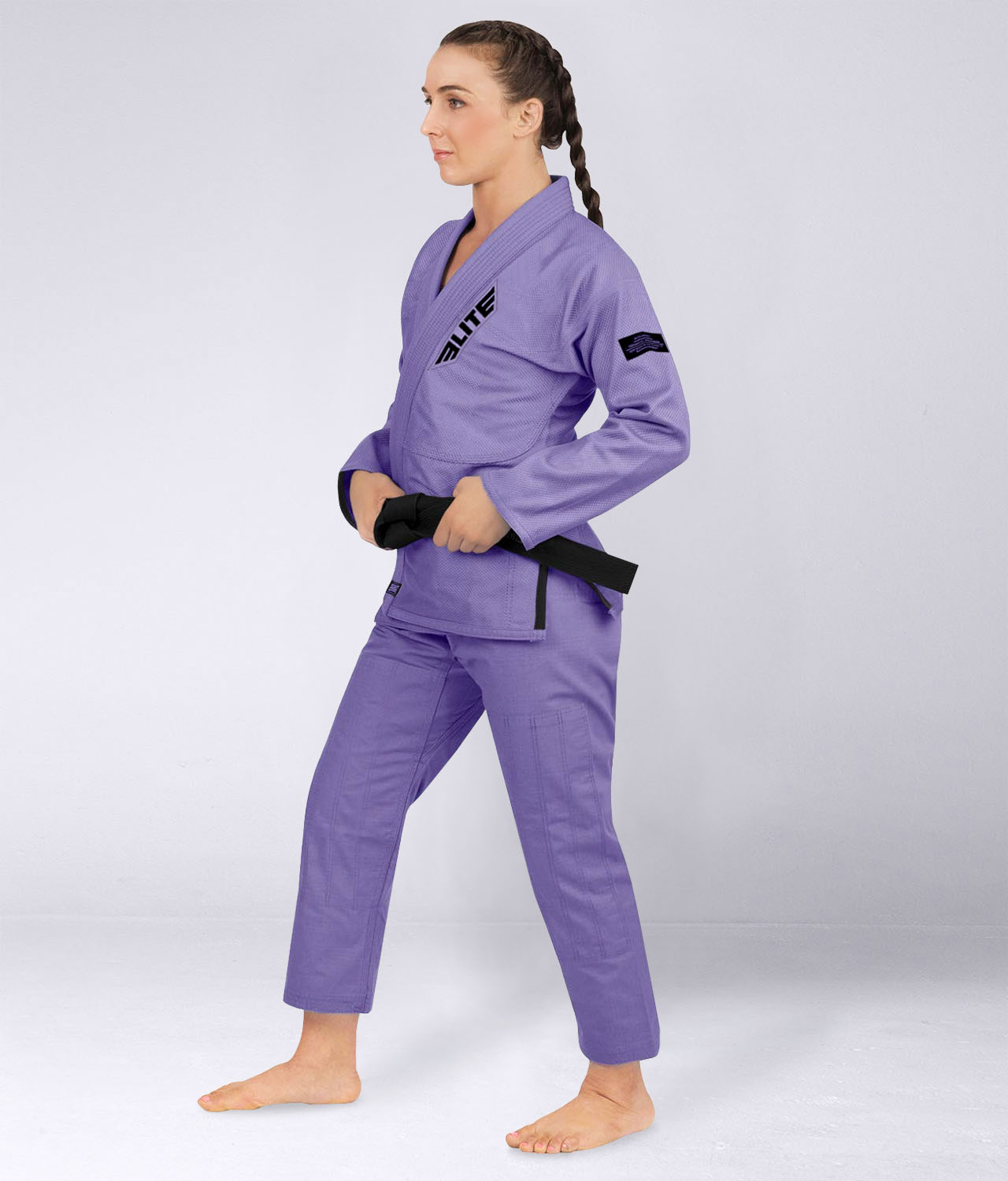 Elite Sports Women's Core Purple Brazilian Jiu Jitsu BJJ Gi Side View