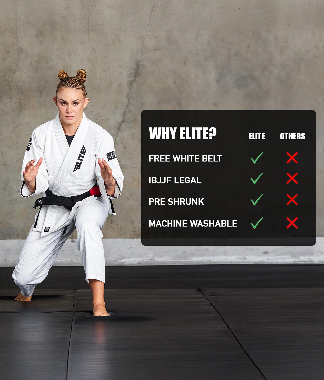 elite core white females bjj uniform technical features