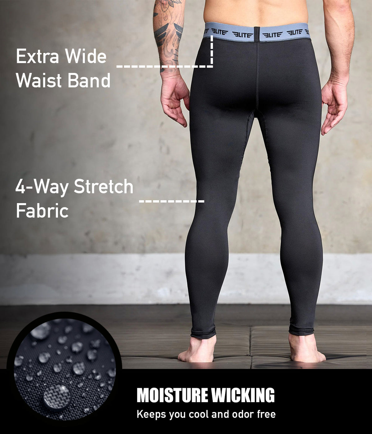 Adults's Plain Black Compression No-Gi BJJ Spats