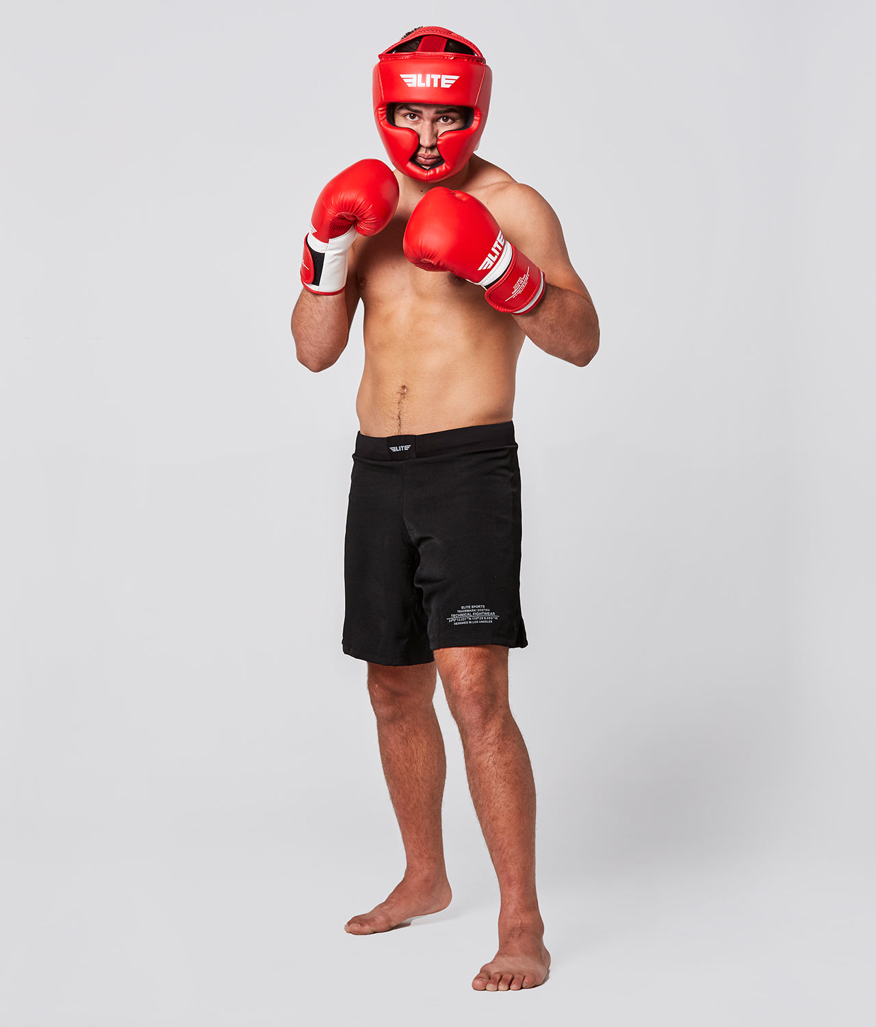 Elite Sports Adults' Red Muay Thai Headgear Action