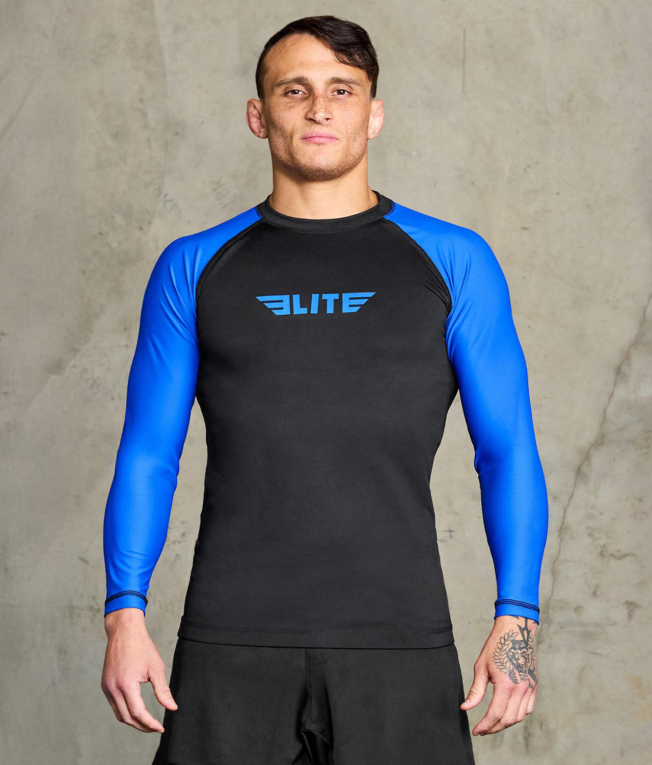 standard blue long sleeve mens mma rashguard