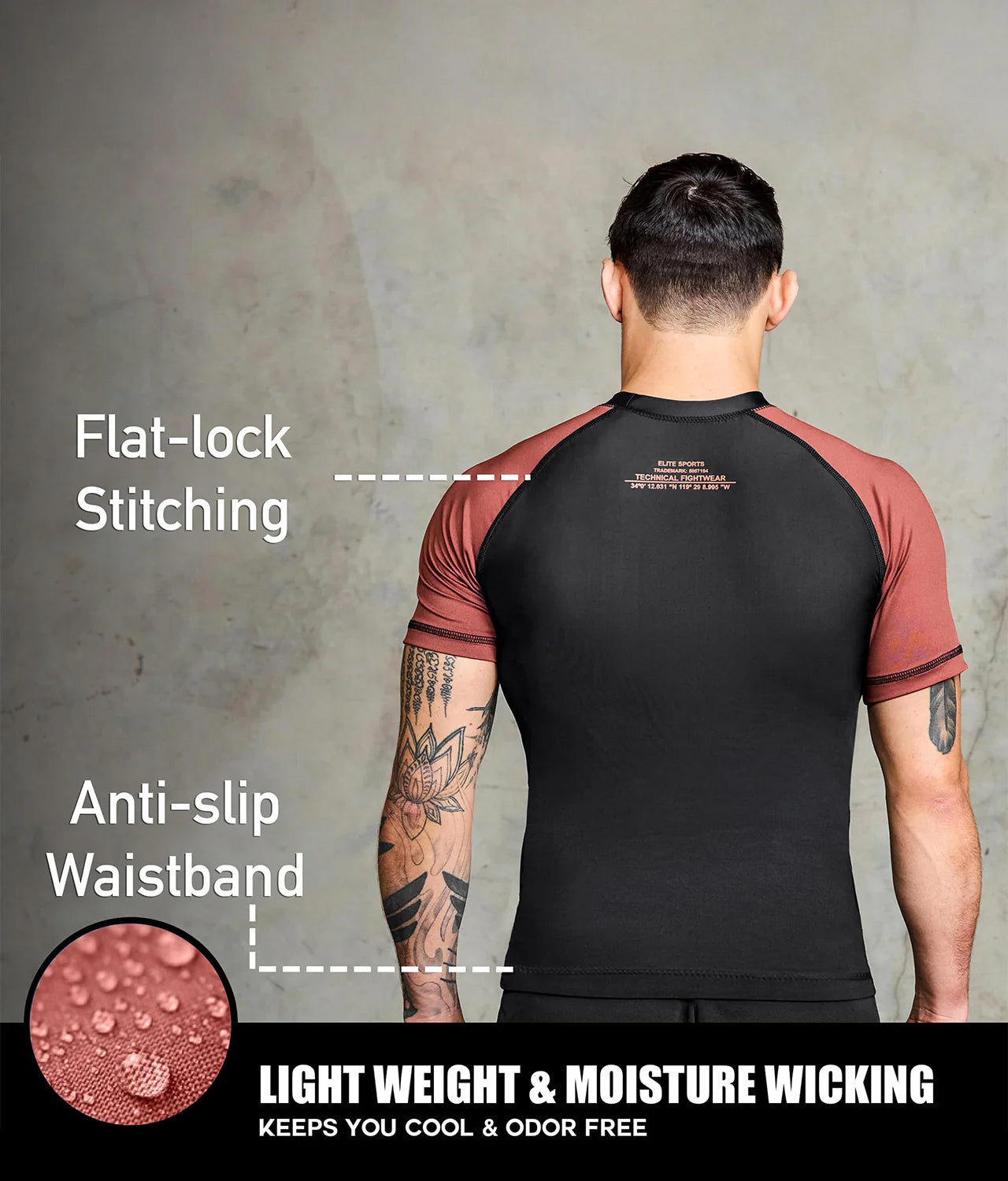 standard brown short sleeve lightweight mens mma rash guard