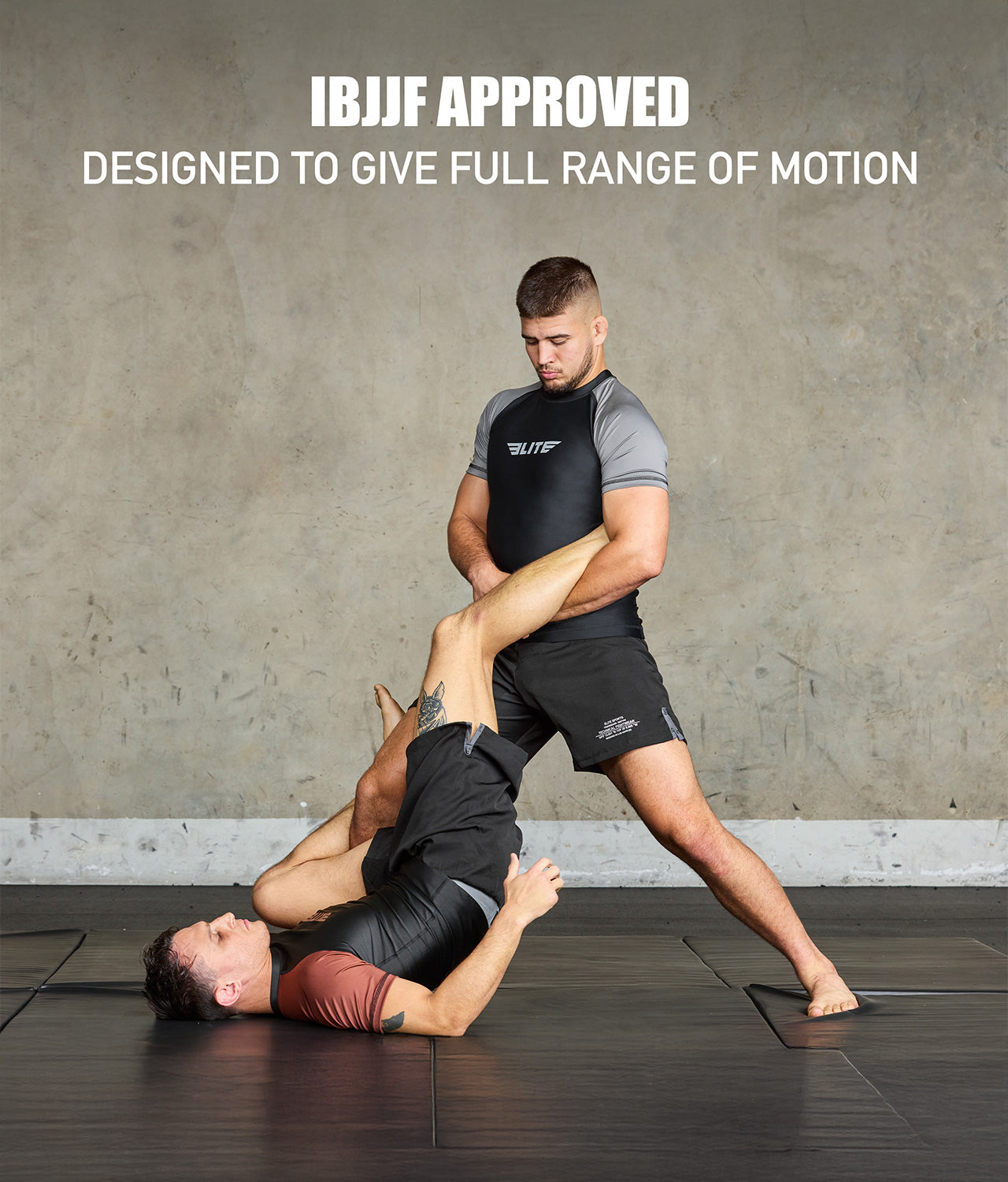 elitesports standard gray short sleeve mens ibjjf approved bjj rashguard