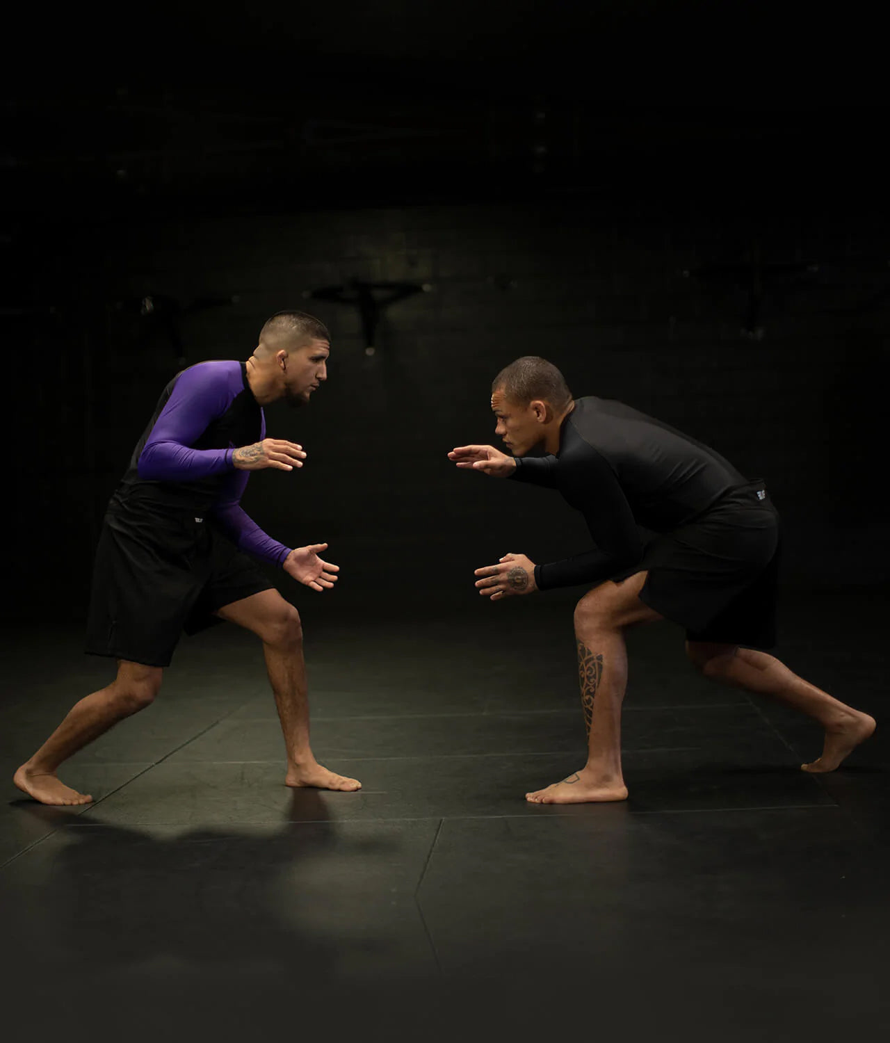 Elite Sports Men's Standard Purple Long Sleeve MMA Rash Guard Life style 1