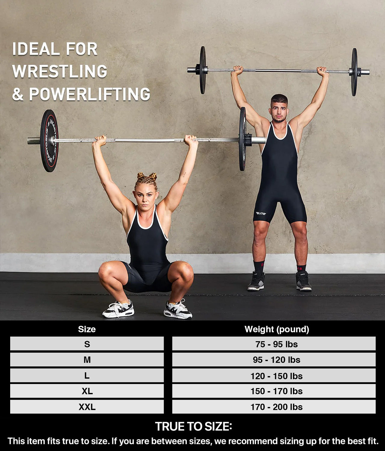 elite sports standard mens black wrestling singlet sizing guide