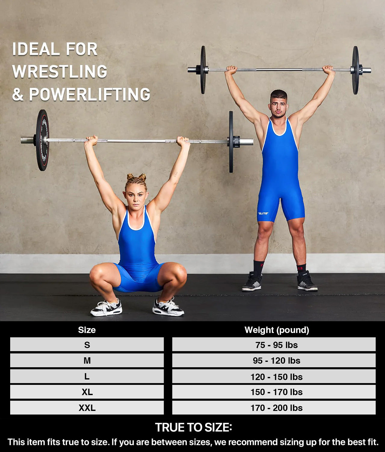 elite sports standard mens blue wrestling singlet sizing guide