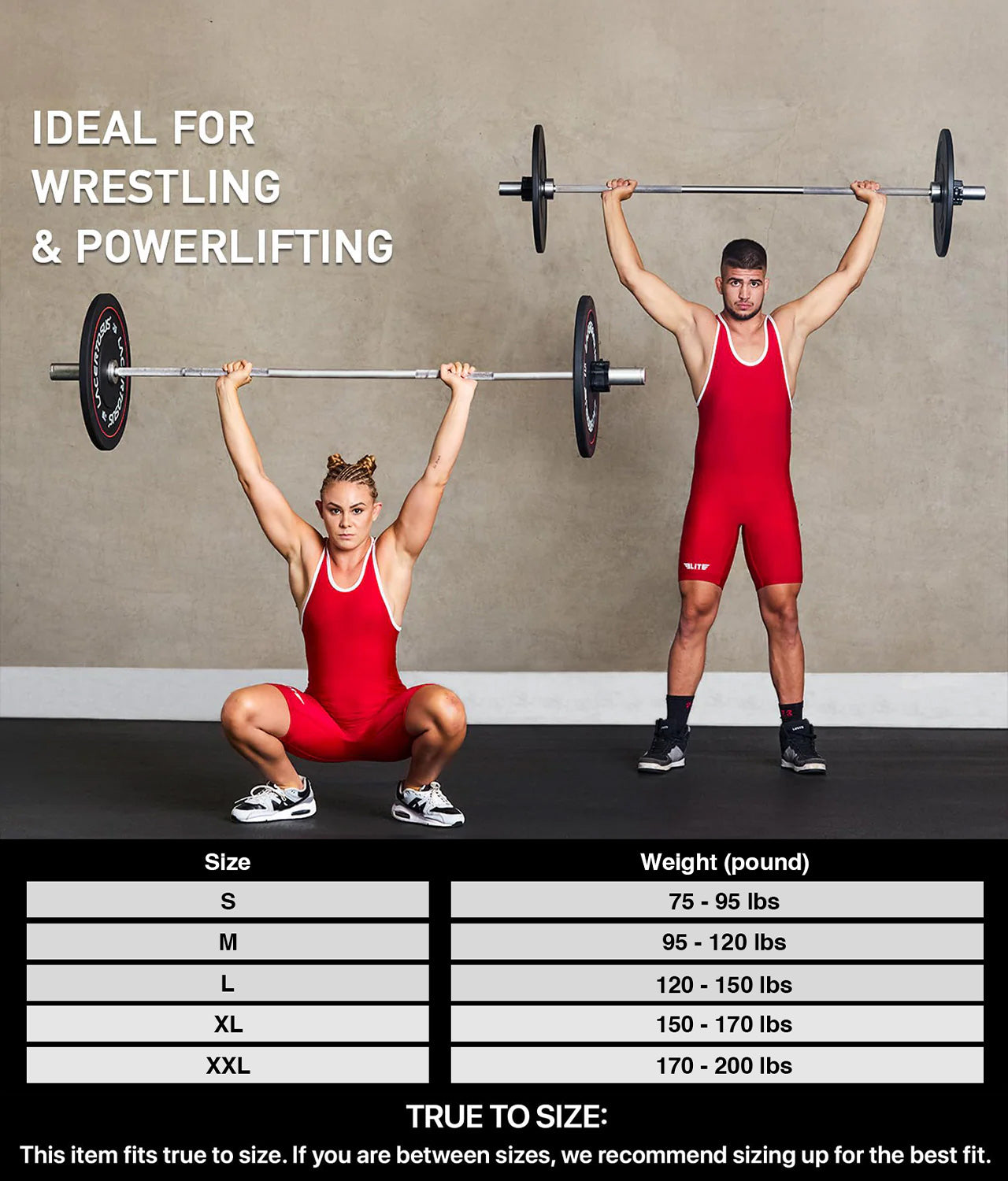 elite sports standard mens red wrestling singlet sizing guide