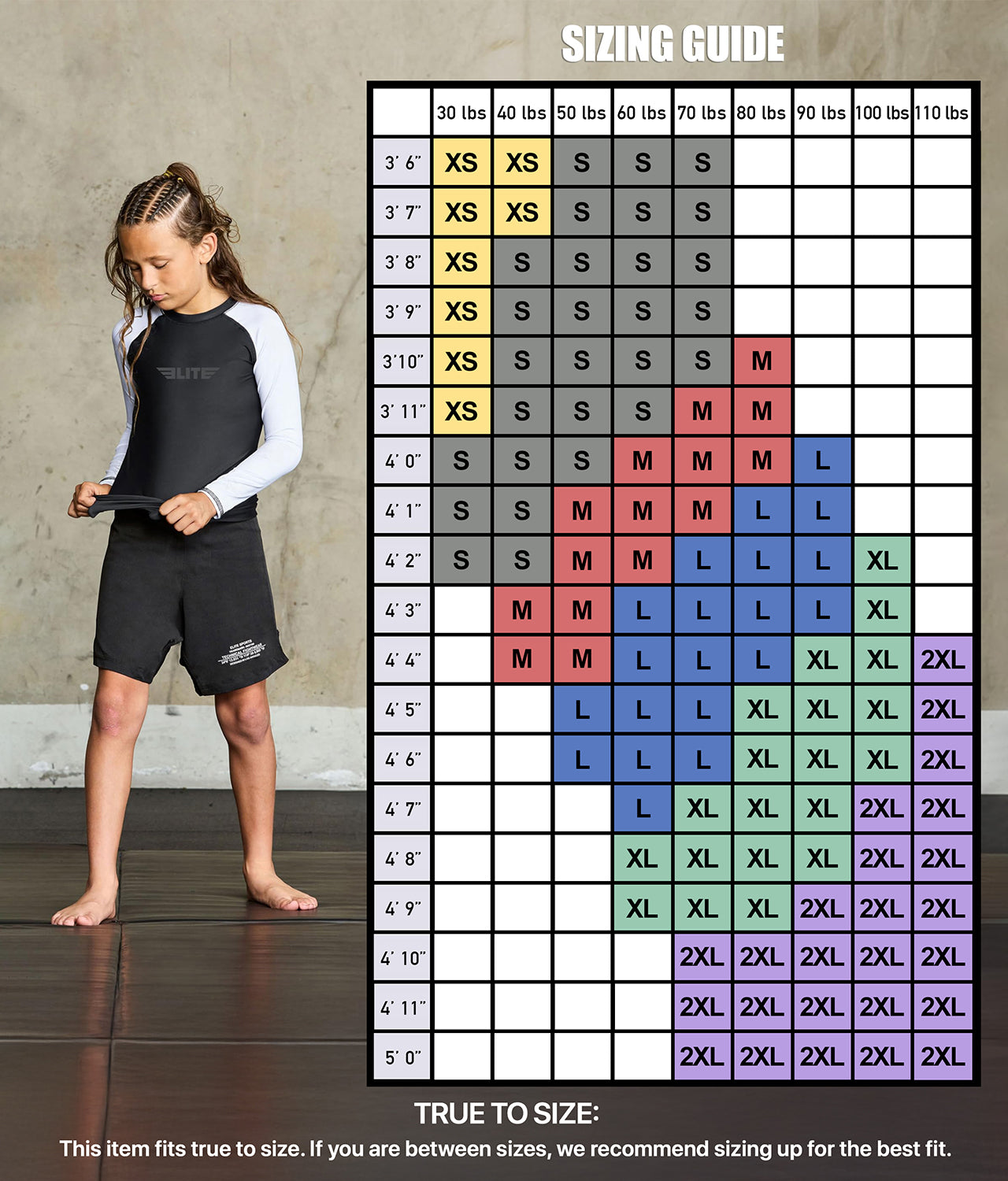 Kids' Standard White Long Sleeve MMA Rash Guard