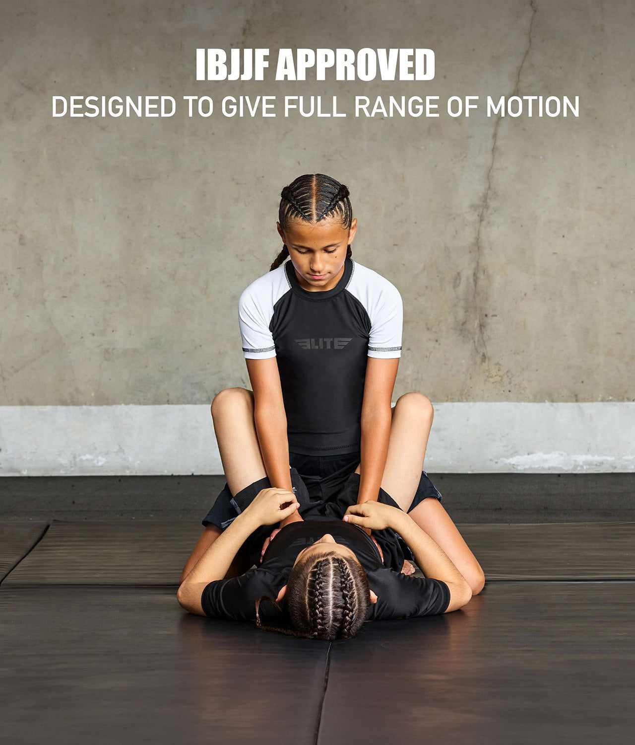 elitesports standard white short sleeve kids ijiu jitsuf approved jiu jitsu rash guard