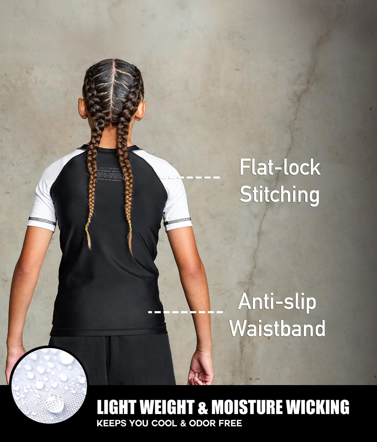 elitesports standard white short sleeve lightweight kids bjj rash guard