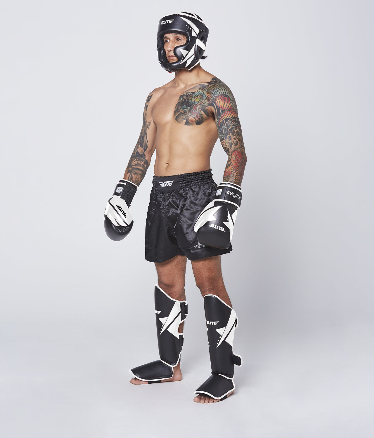 Elite Sports Adults' Star Sparring Black/White MMA Headgear