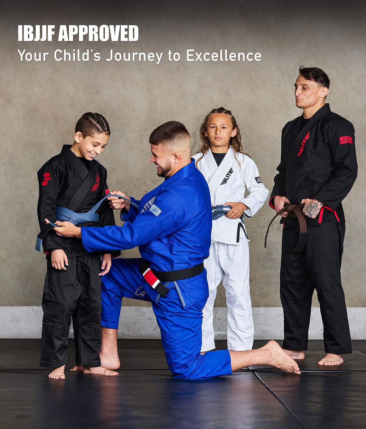 elite core black boys ibjjf approved bjj gi