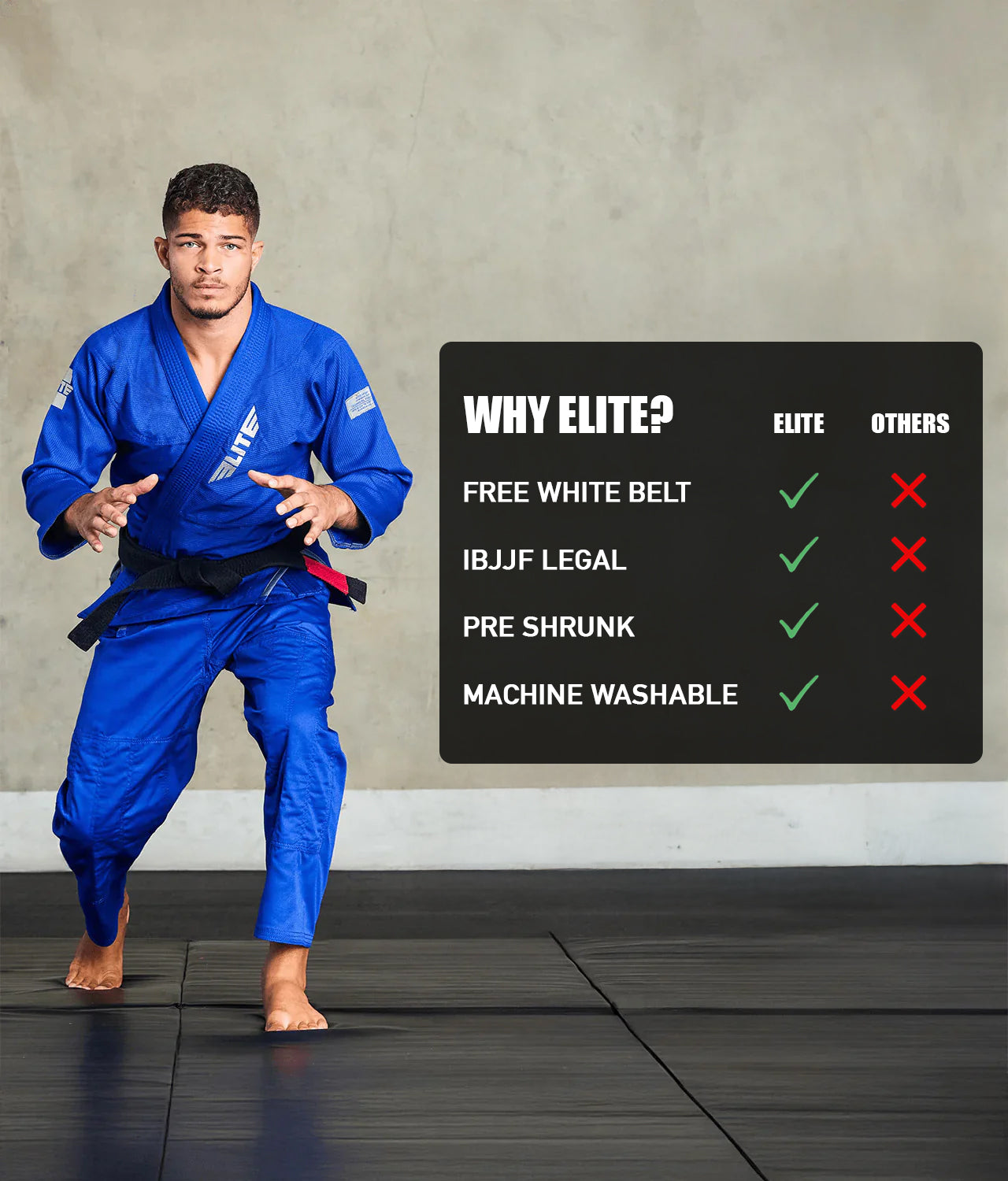 elite core blue mens bjj uniform technical features