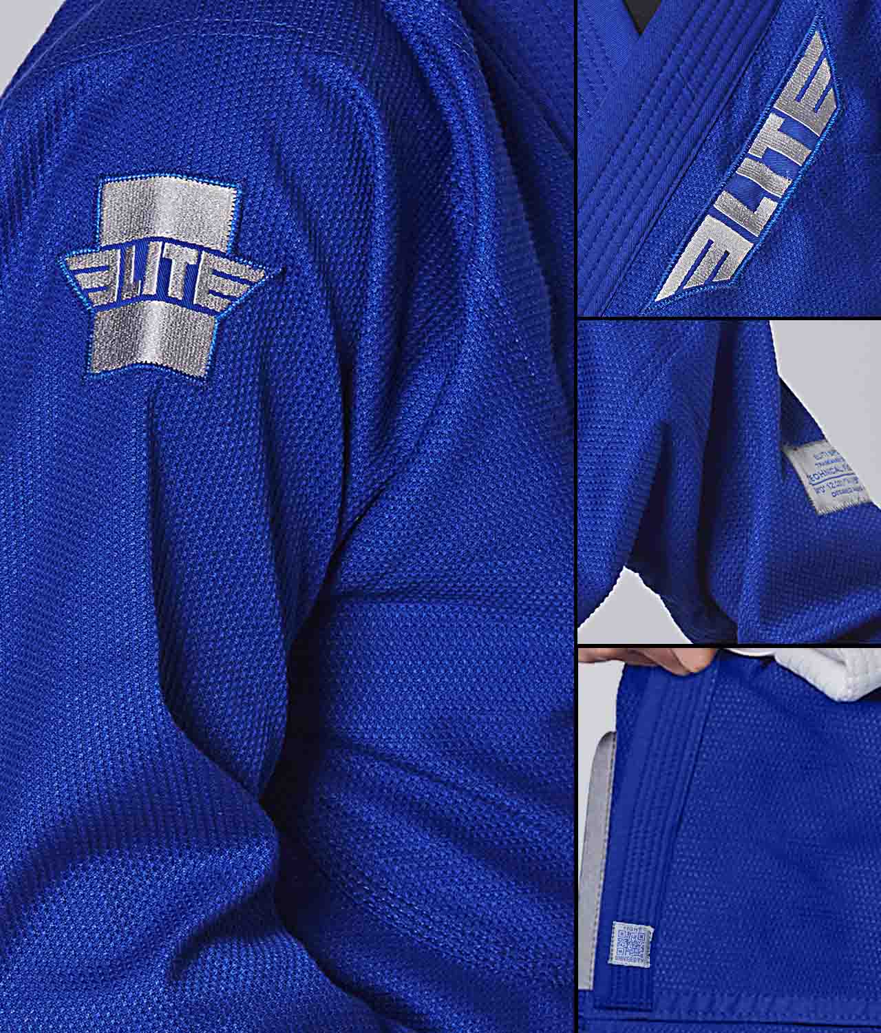 Elite Sports Kids' Core Blue Brazilian Jiu Jitsu BJJ Gi Detailed View