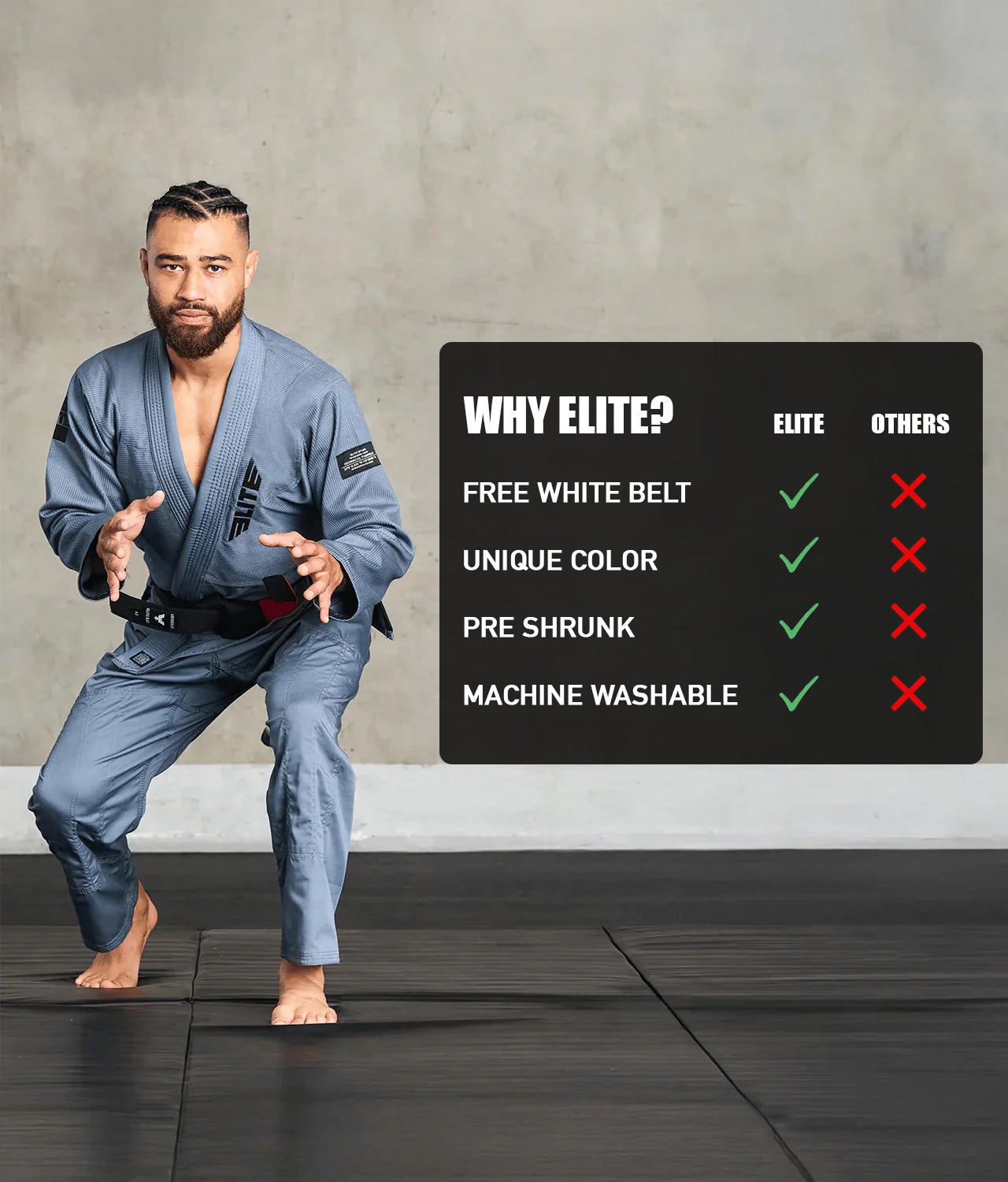 elite core gray mens bjj uniform technical features