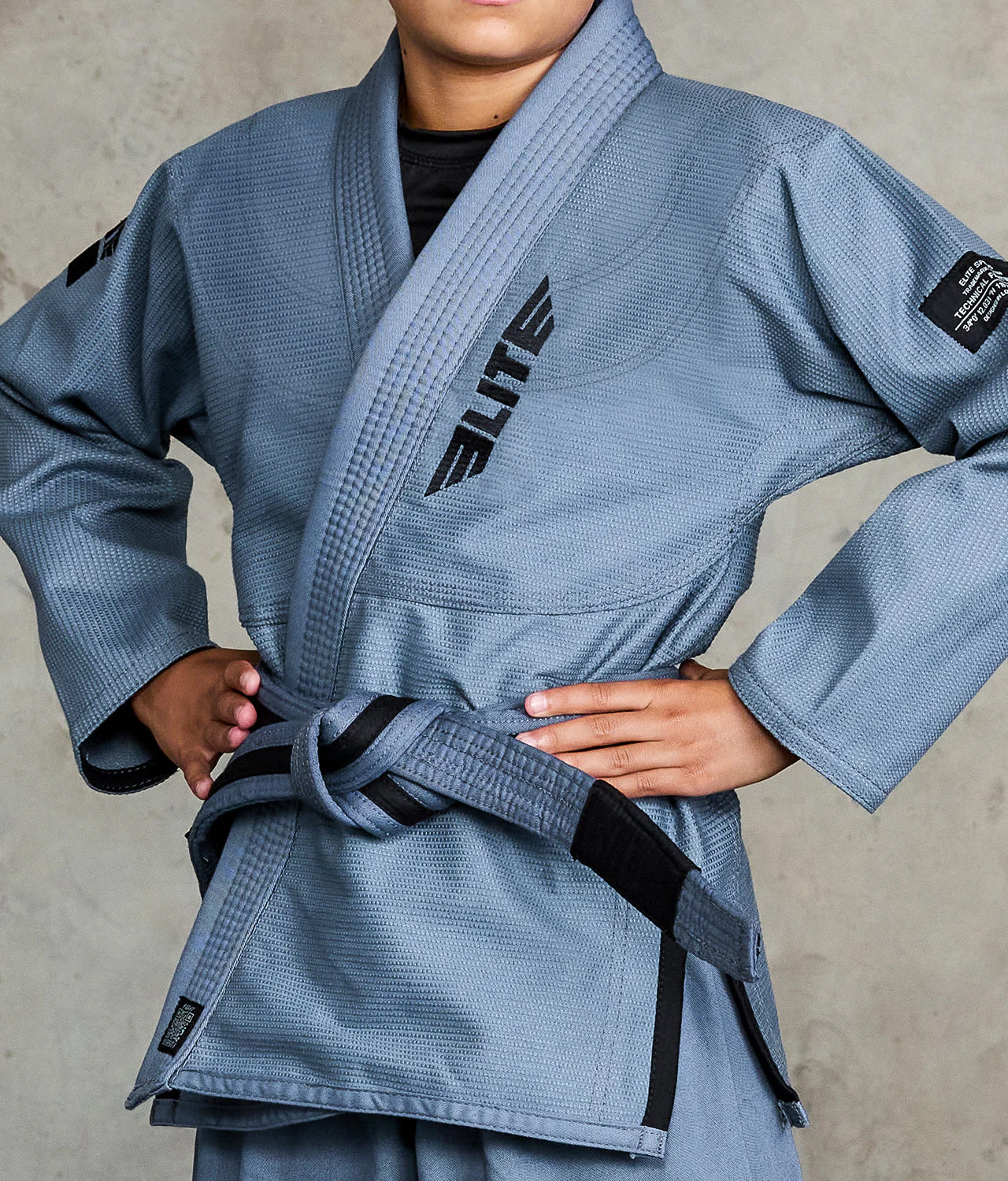 elite sports core gray youth bjj gi jacket view