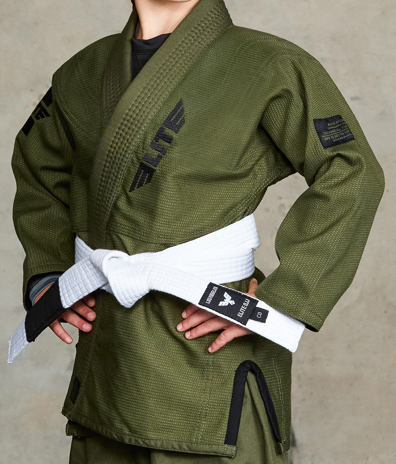 elite sports core green youth bjj gi jacket view